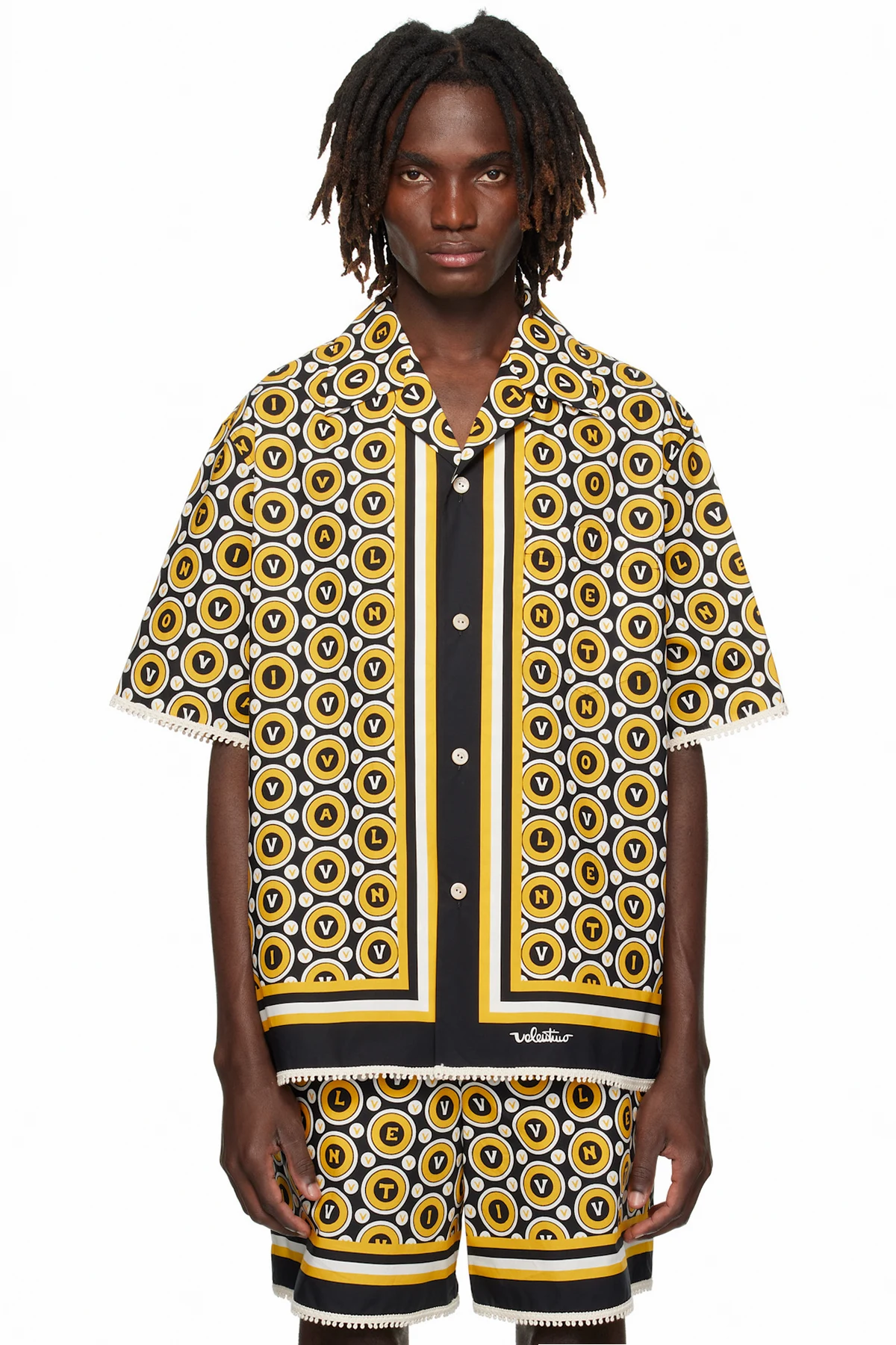 Black & Yellow Cotton Poplin Bowling Shirt