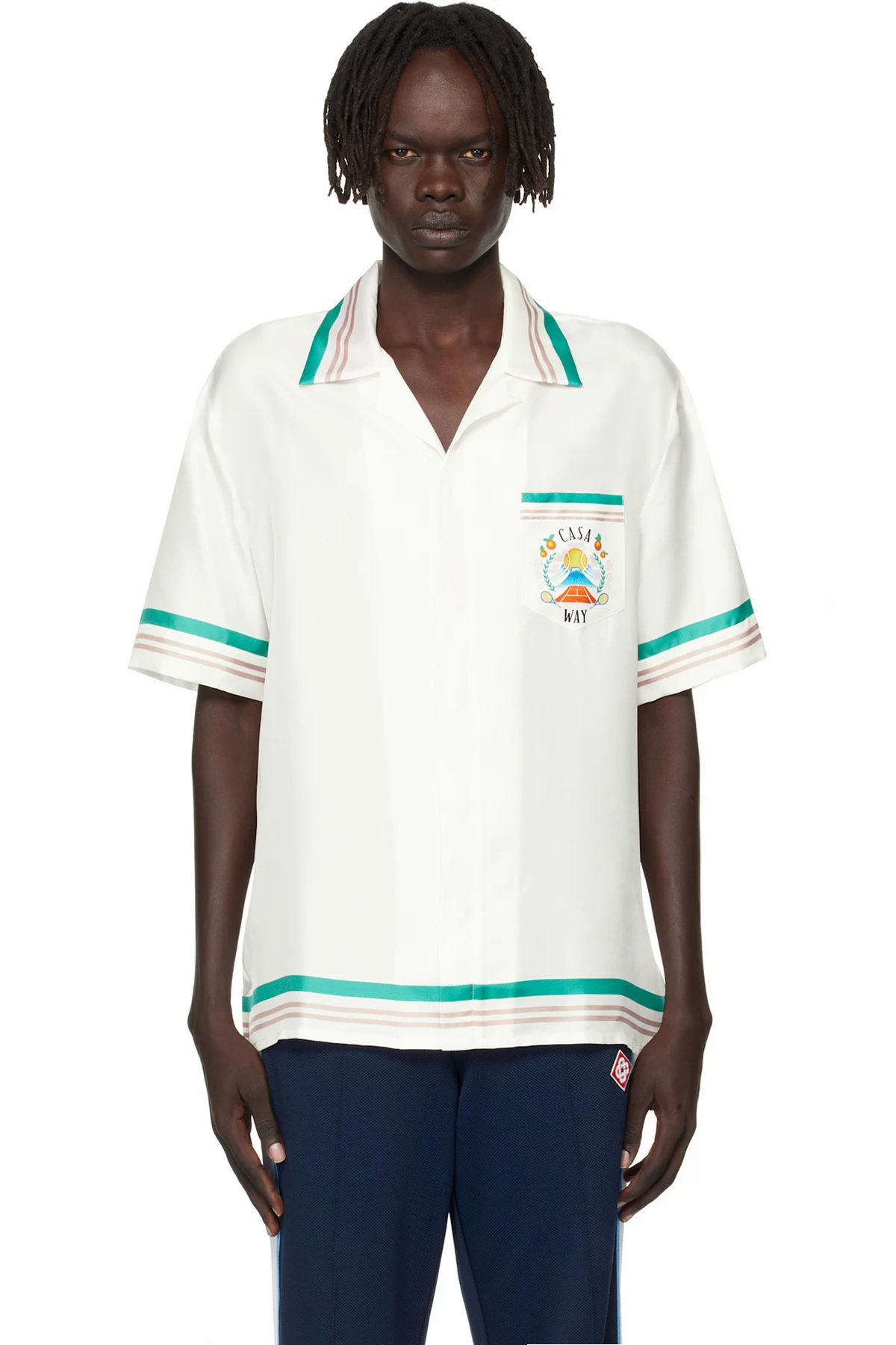 White Open Collar Short Sleeve Shirt