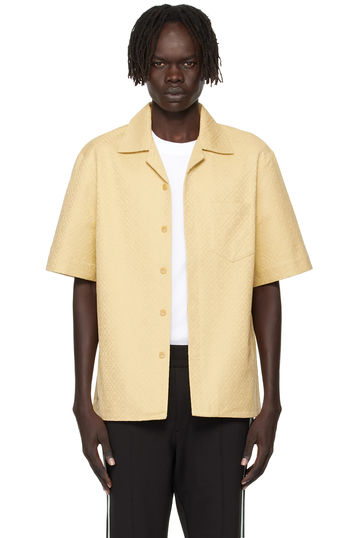 Beige Short Sleeve Monogram Shirt