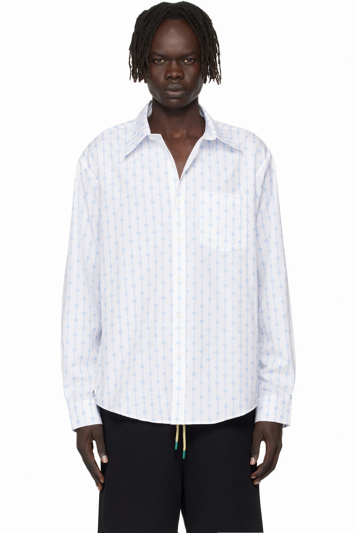 White Printed Monogram Oxford Shirt