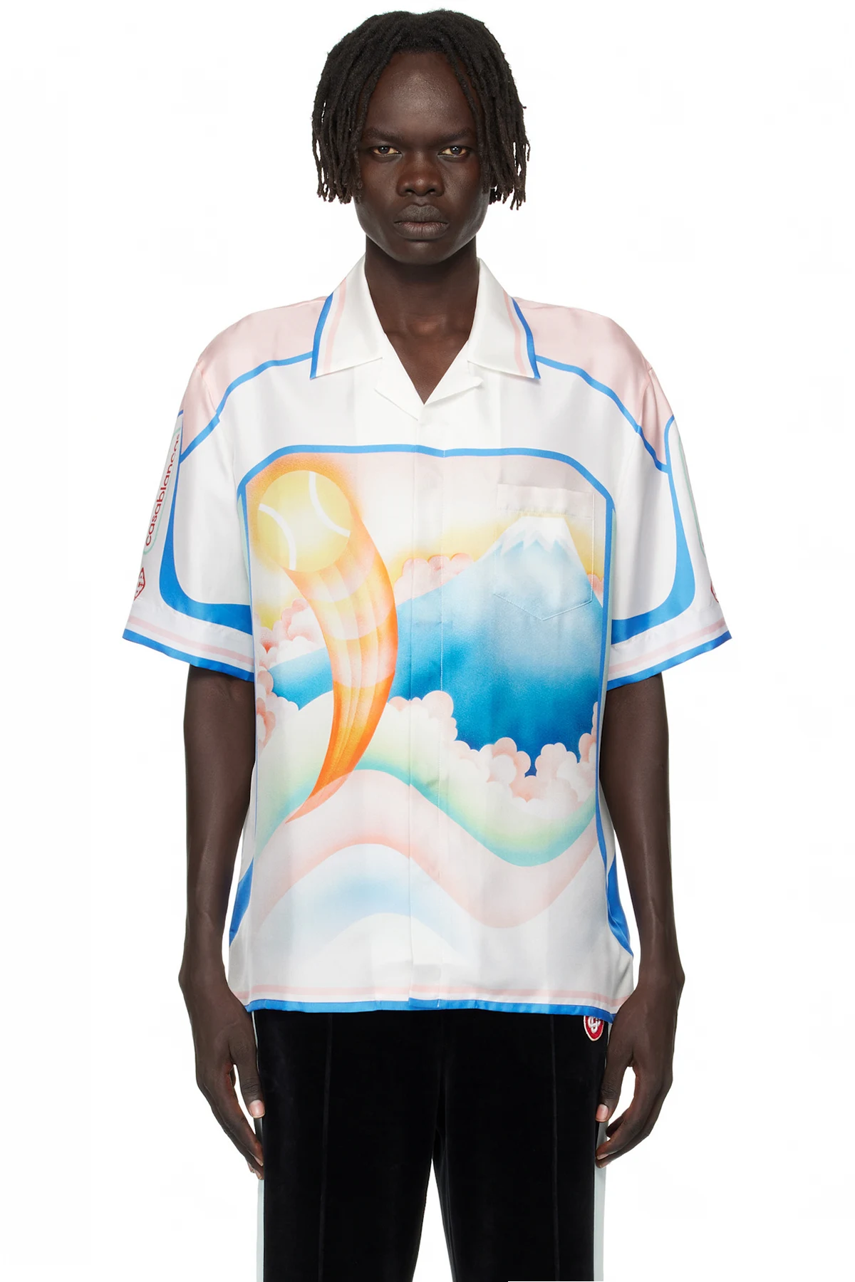 Multicolor Fuji Dream Short Sleeve Silk Shirt