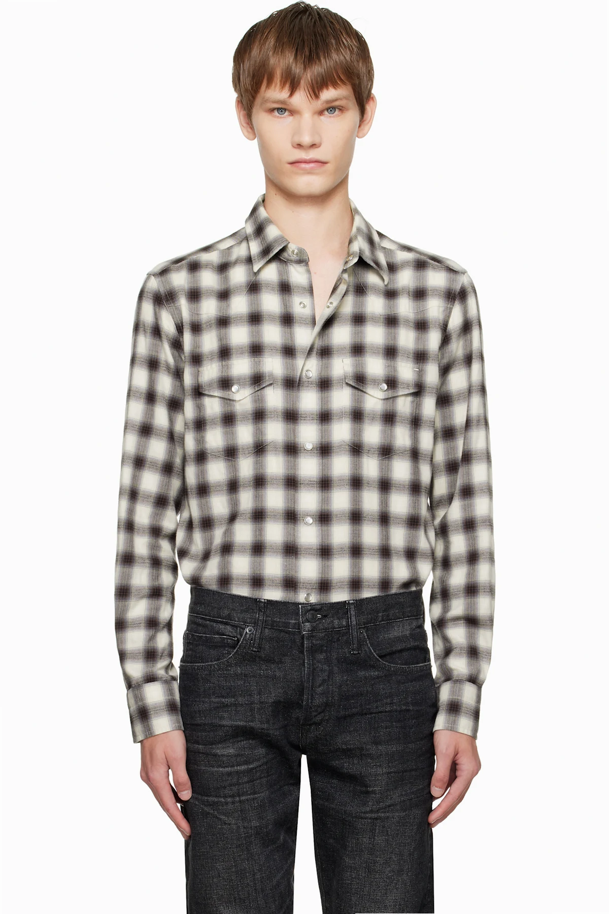 Brown Check Western Shirt