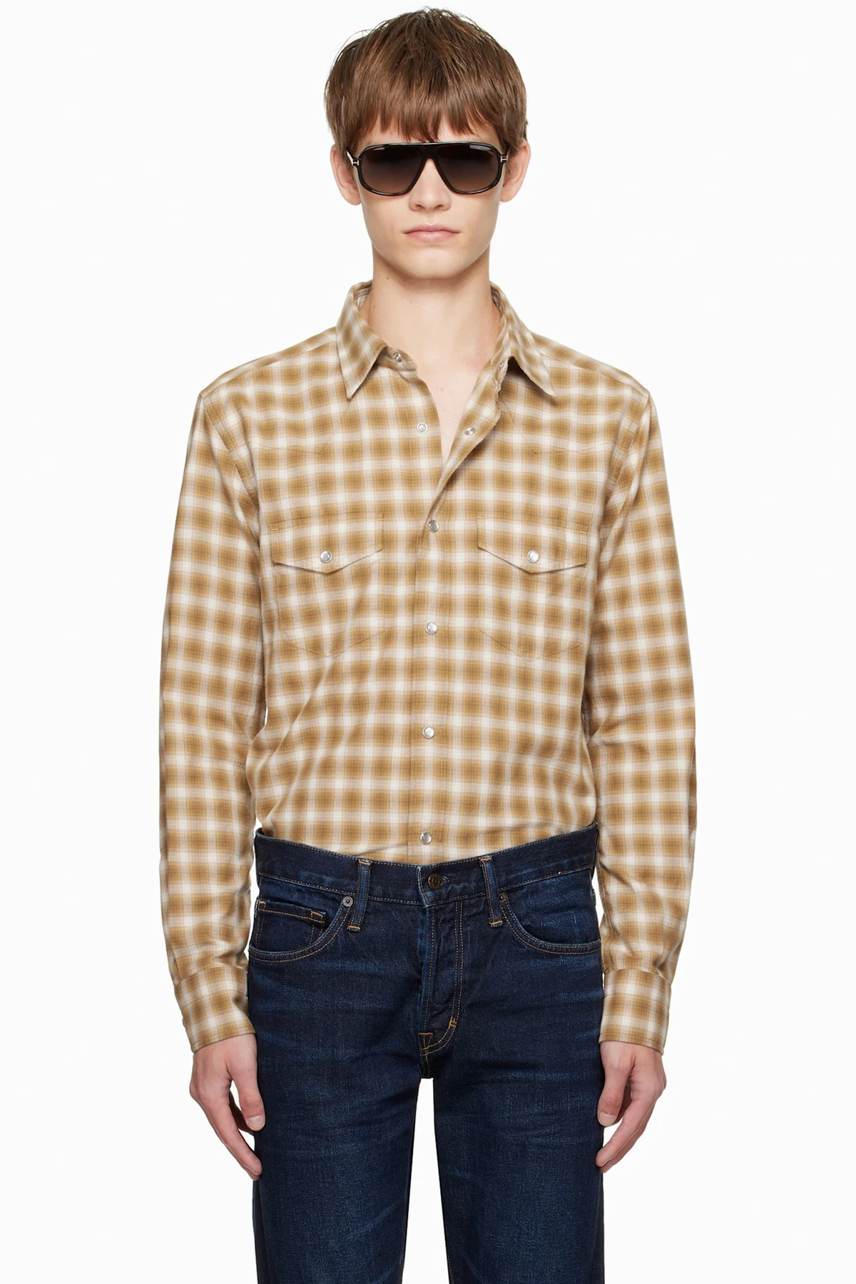 Tan Check Western Shirt