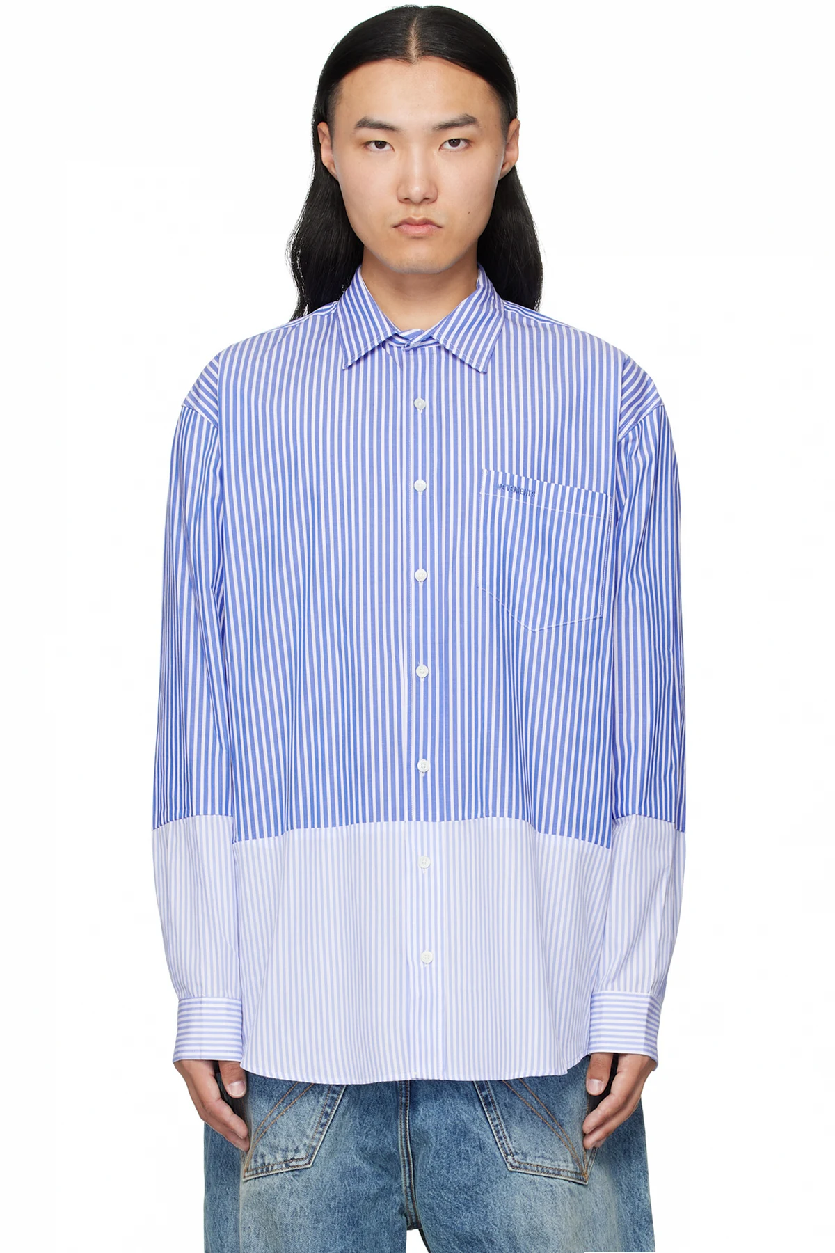 White & Blue Splitted Shirt