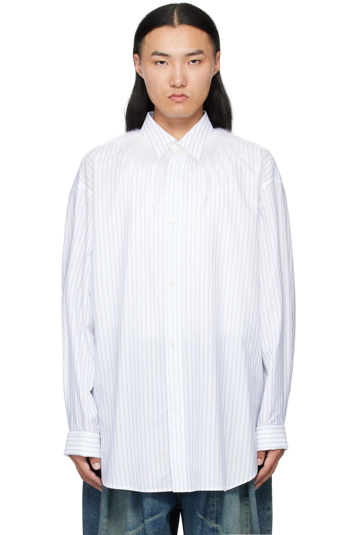 White & Blue Kidassia Collared Shirt