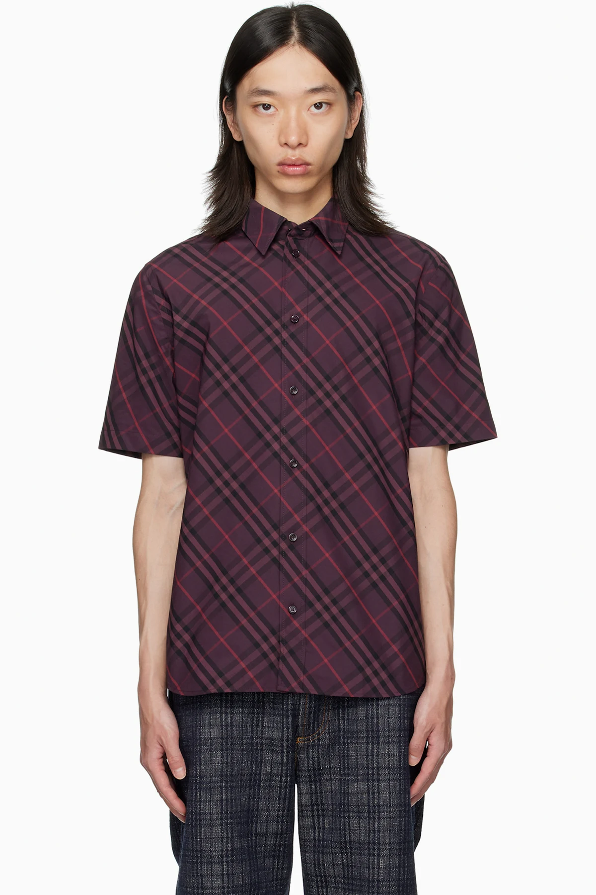 Purple Robert Check Short Sleeve Shirt