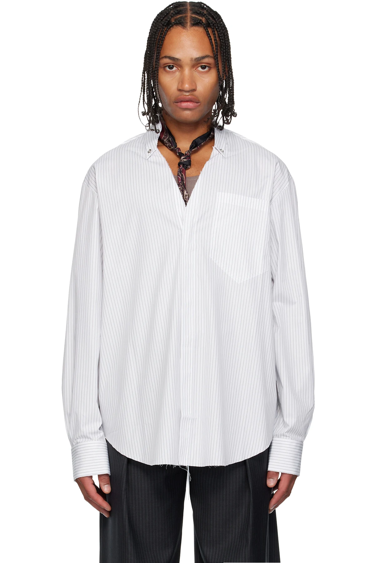 White Cut Collar Shirt