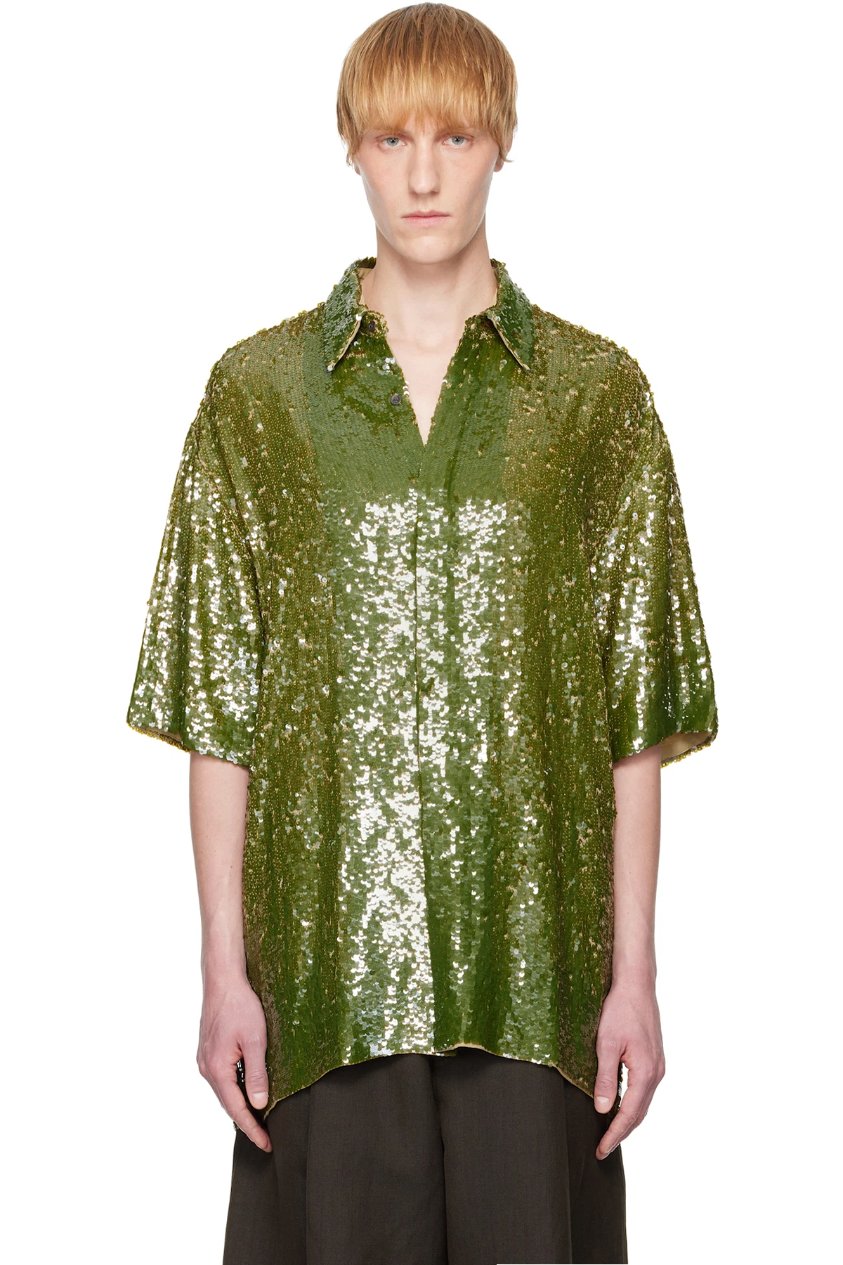 Khaki Sequin Shirt