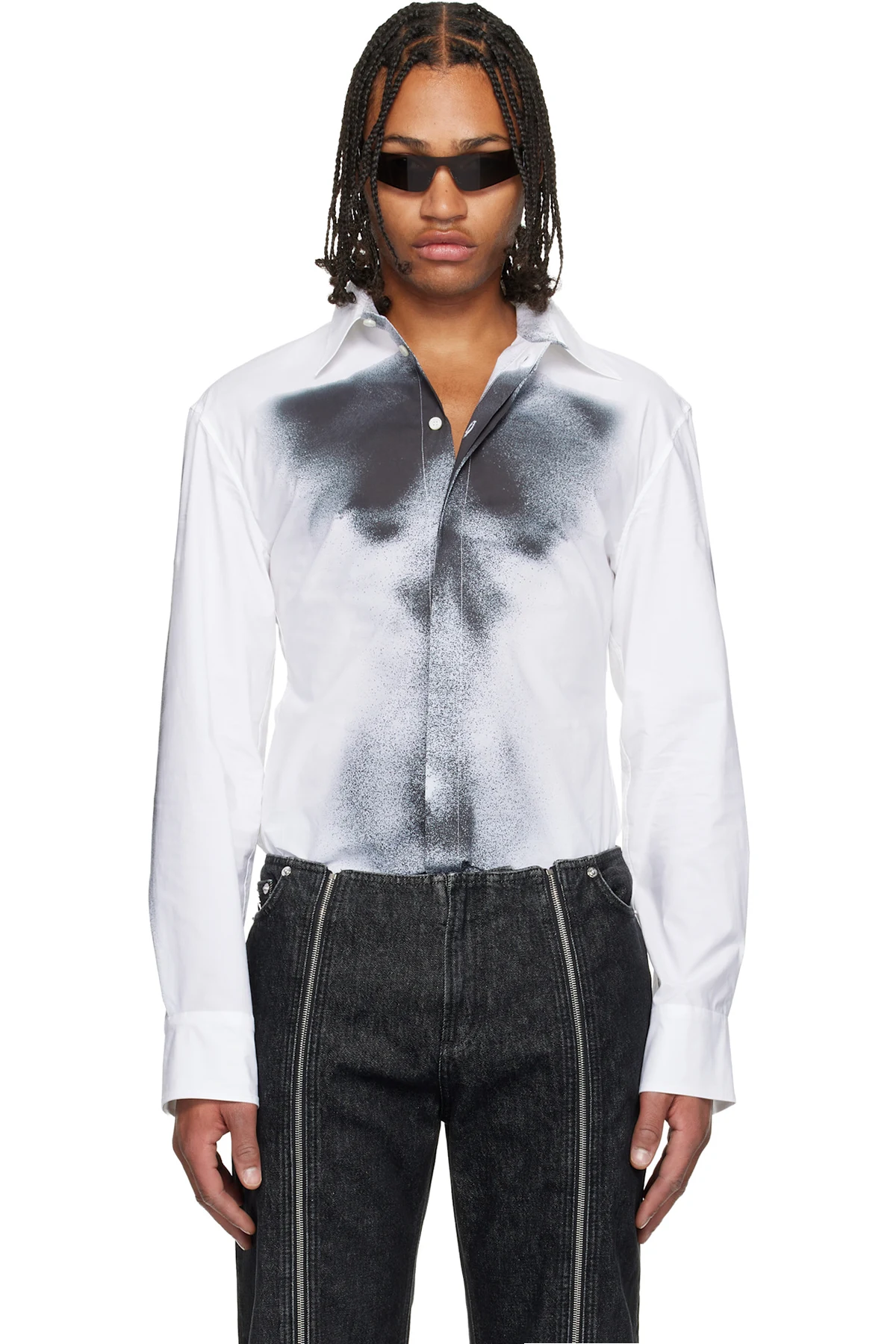 White Printed Body Dust Shirt