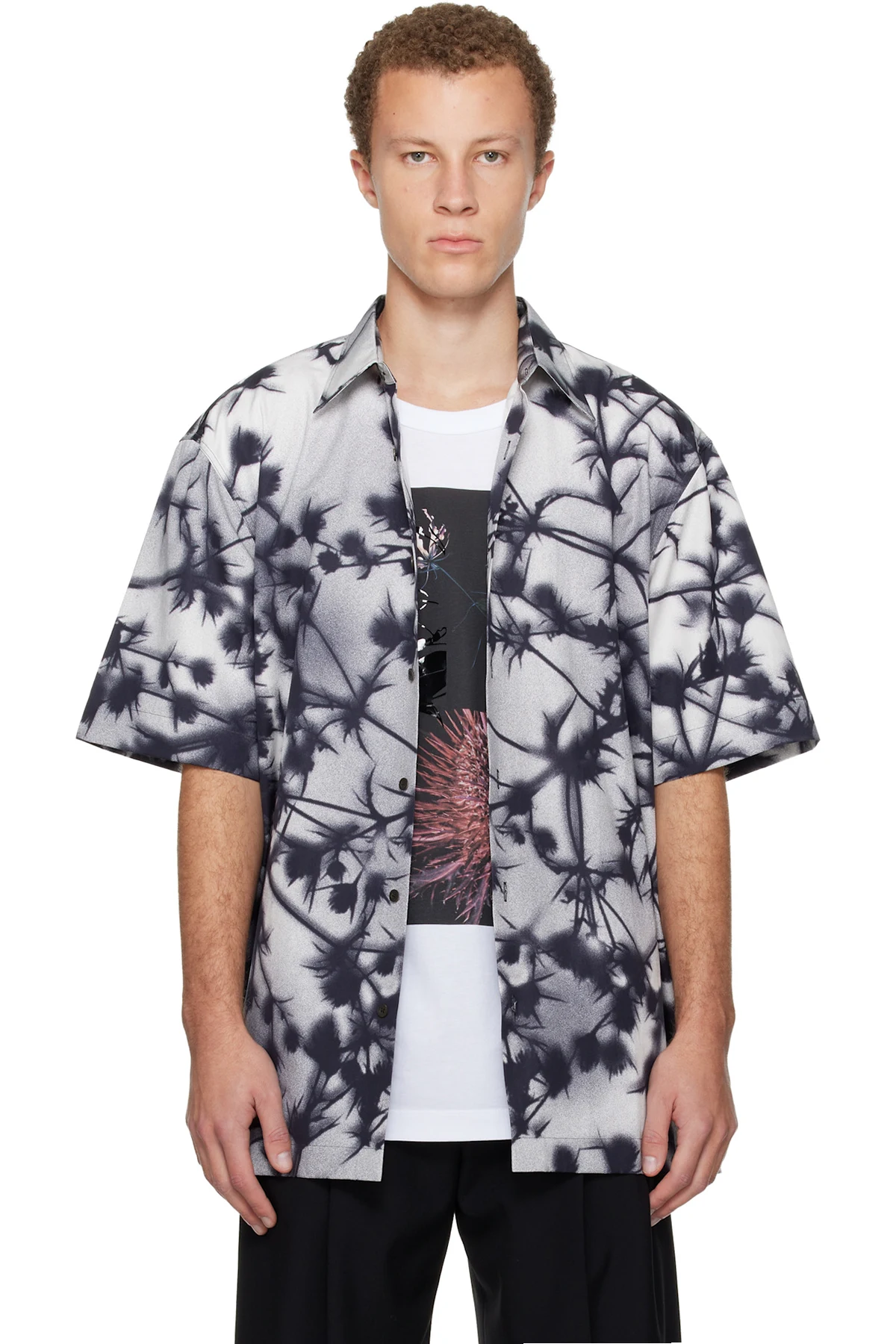 Black & Gray Floral Shirt
