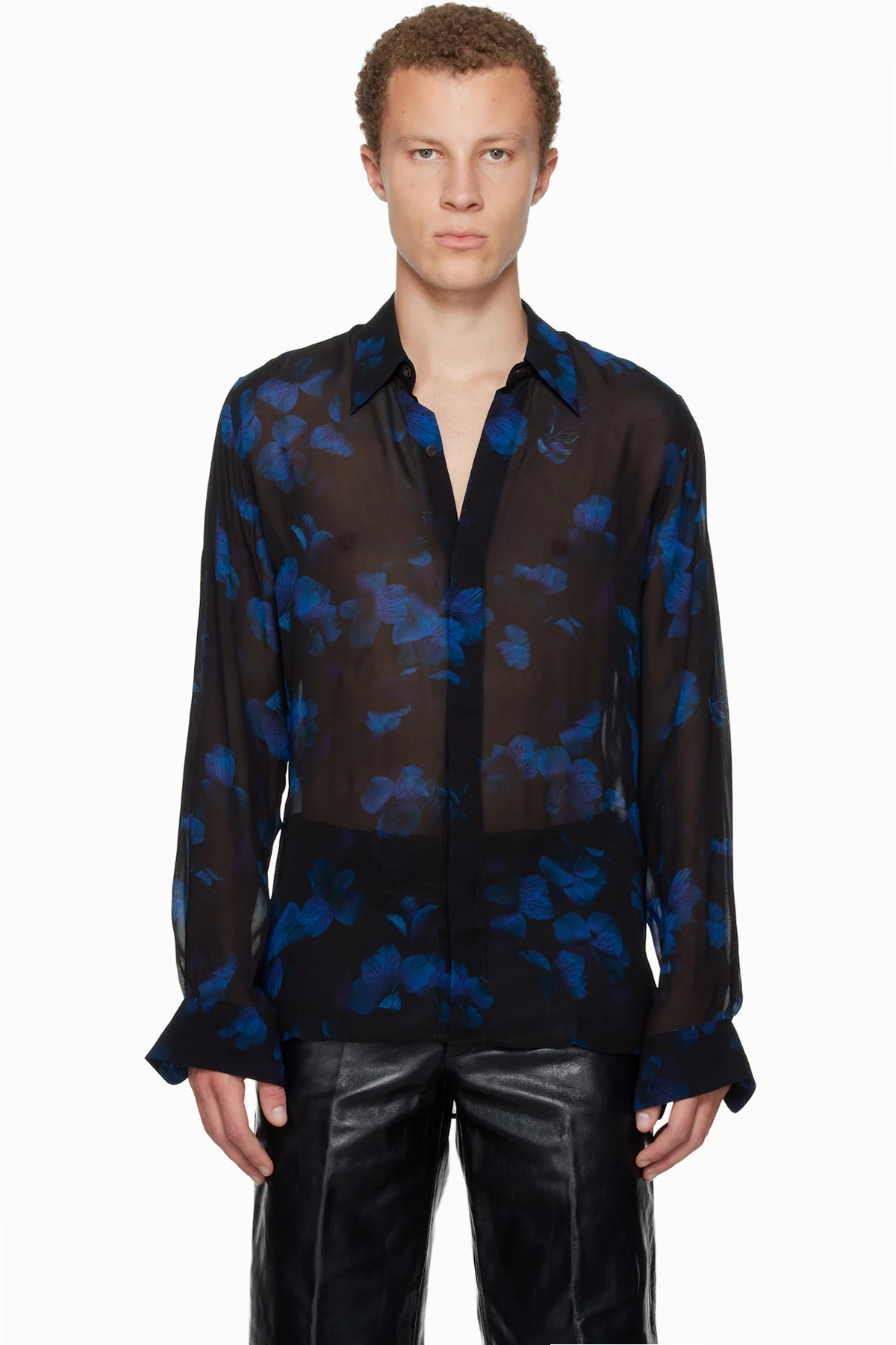 Black & Blue Sheer Viscose Shirt