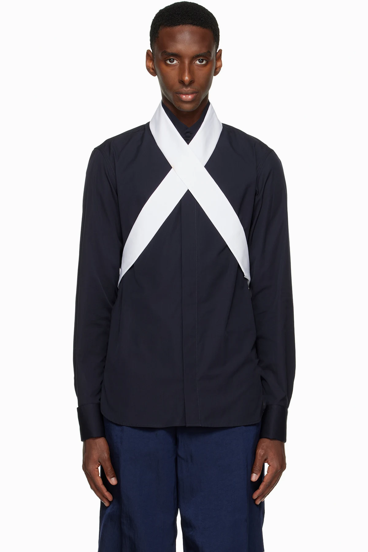 Navy Detachable Strap Shirt