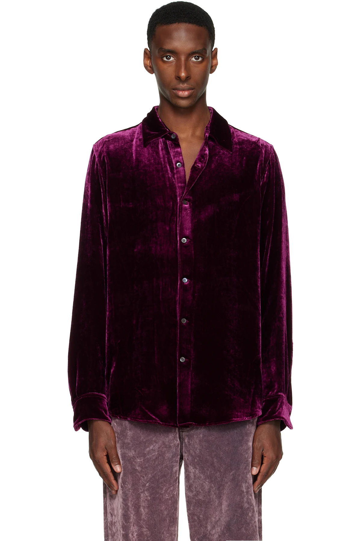 Burgundy Silk Velvet Shirt