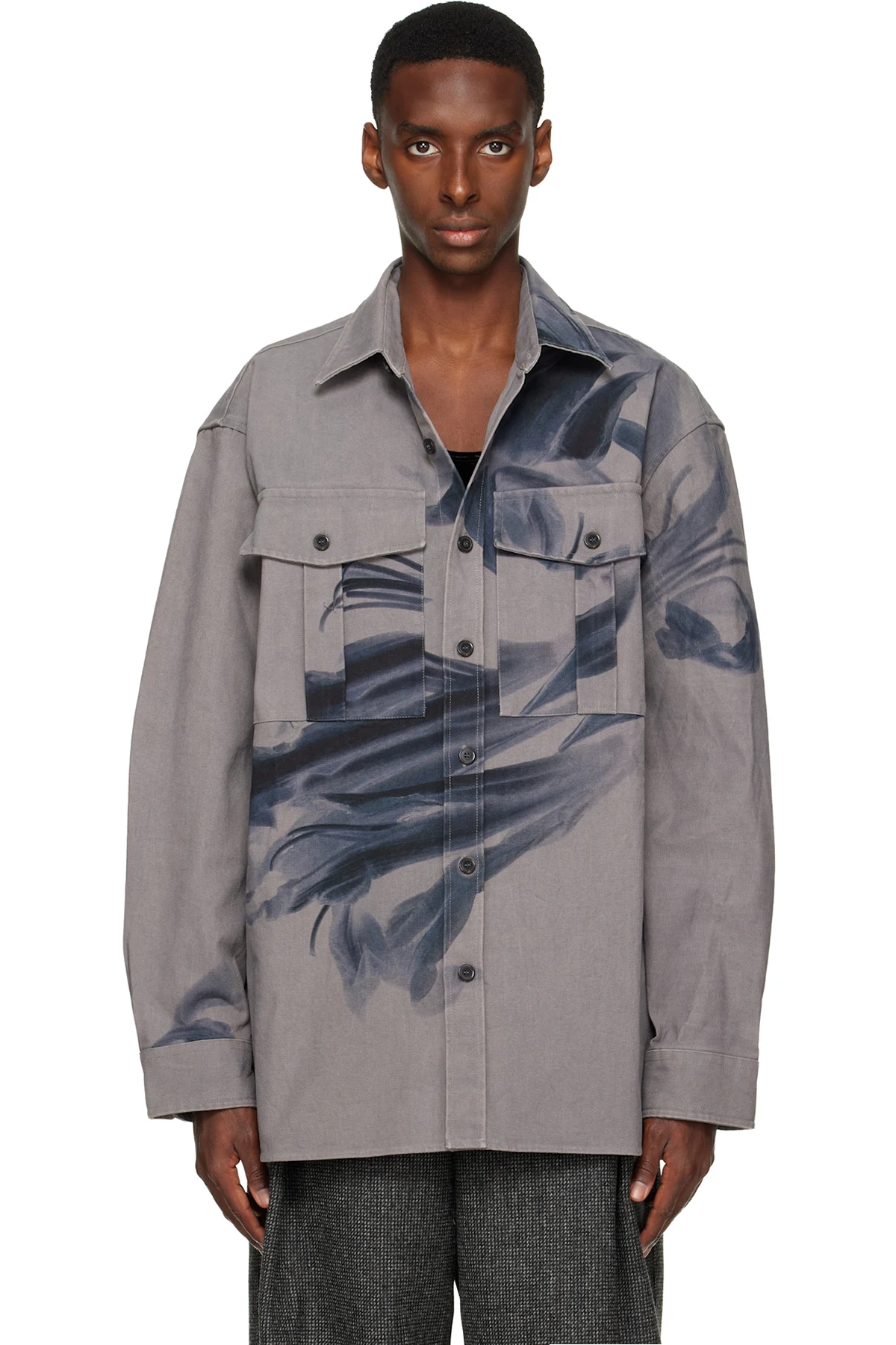 Gray Oversized Cotton Shirt