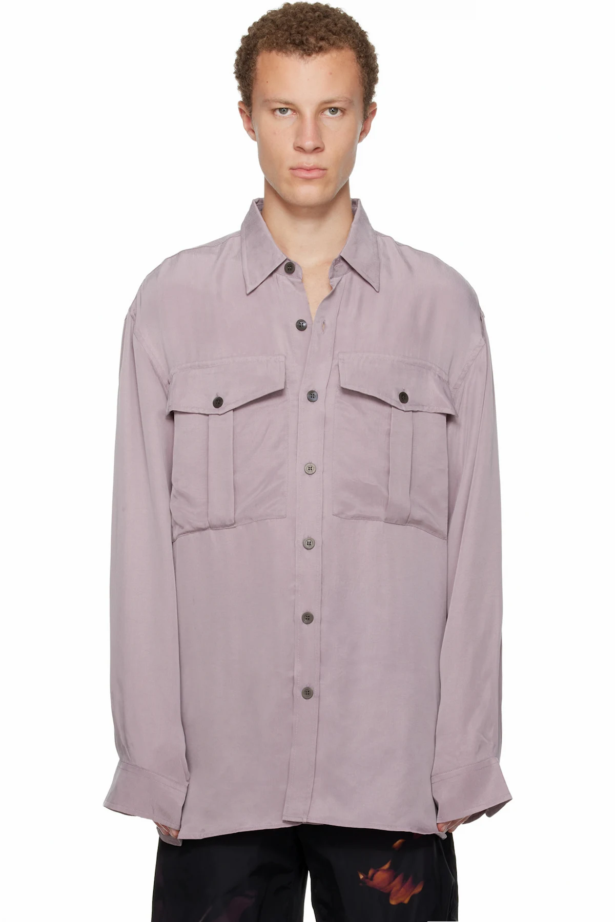 Purple Oversized Cupro Shirt
