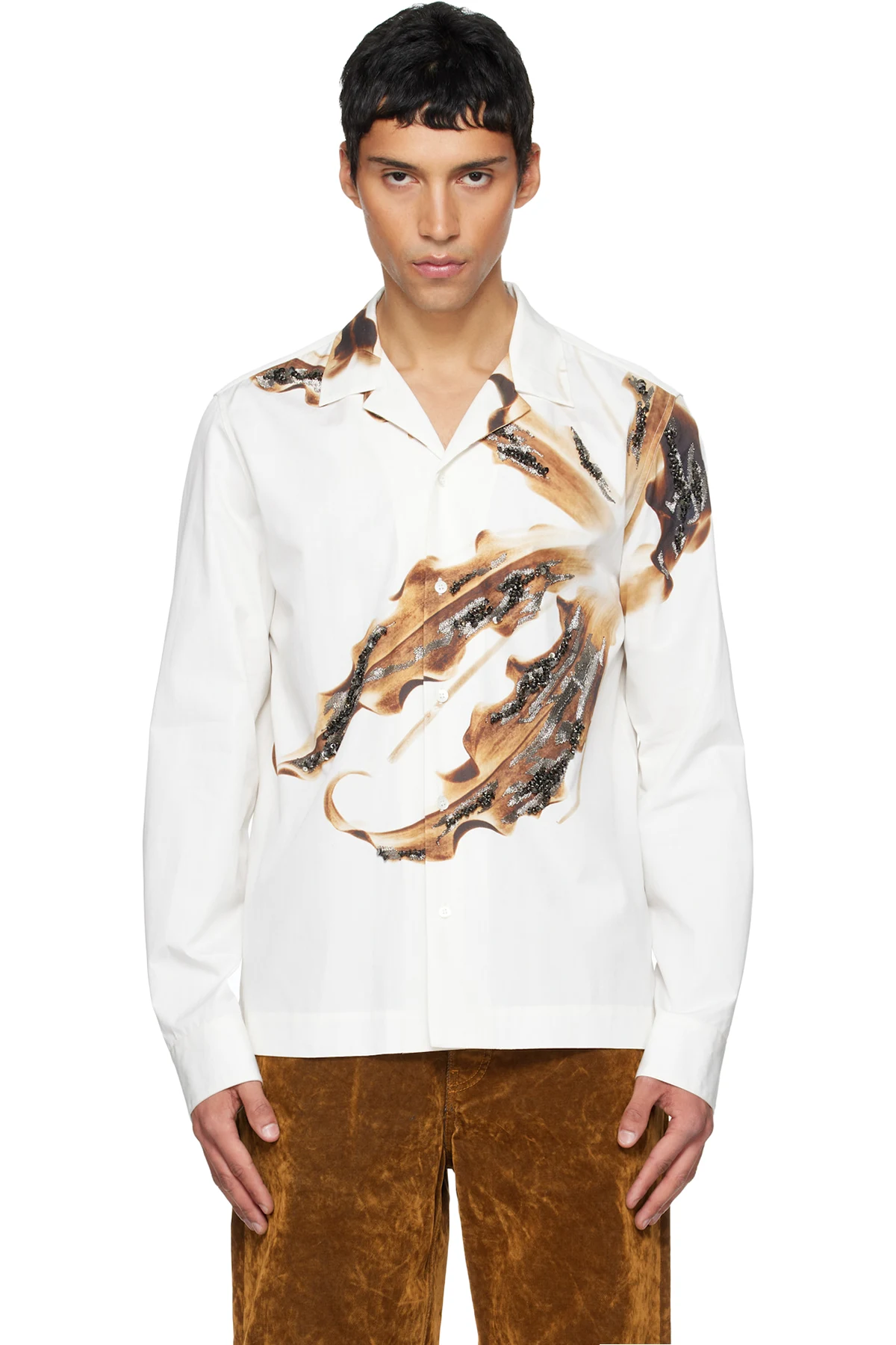 White Embroidered Cotton Shirt