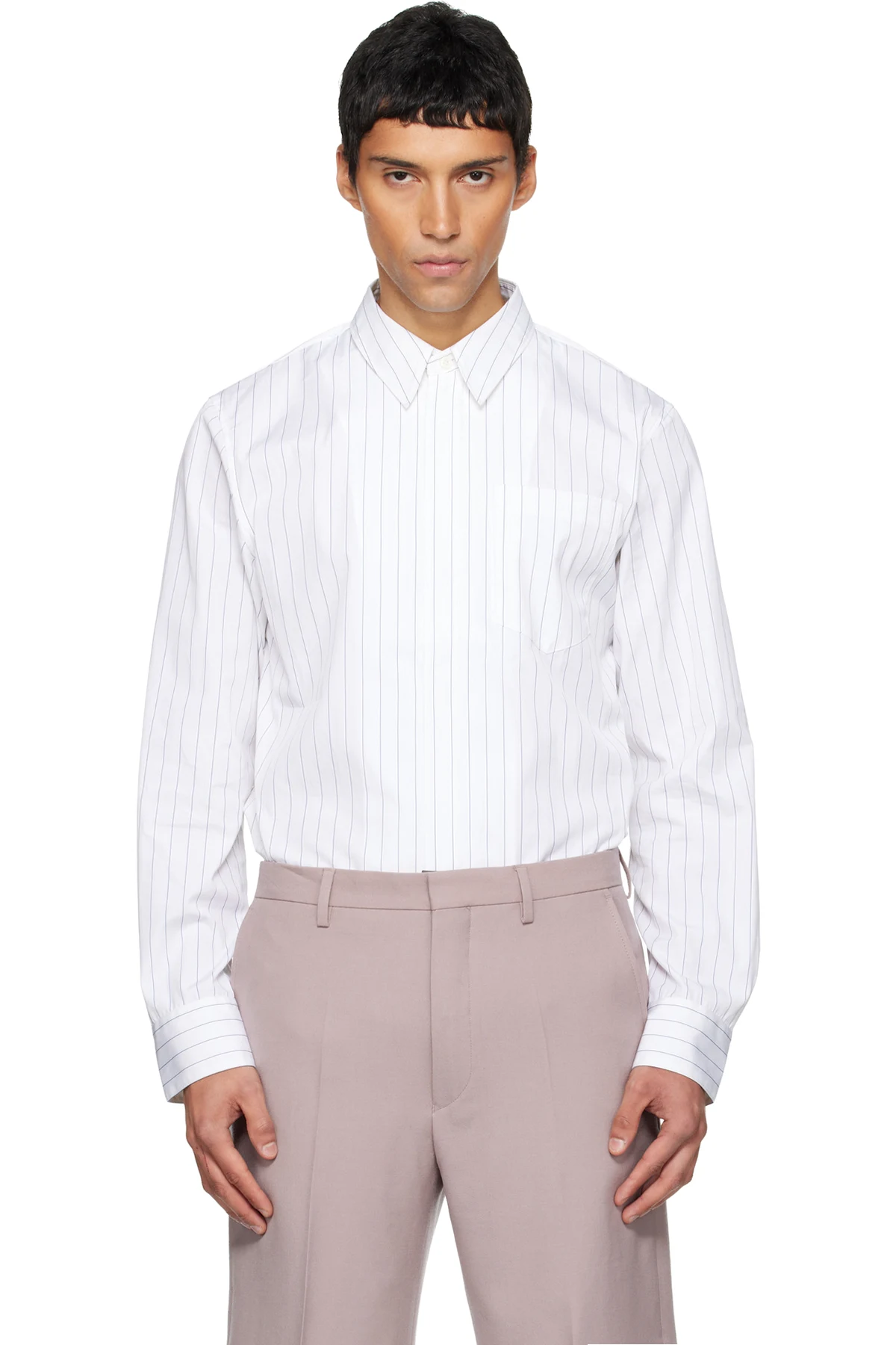 White Cotton Zip Shirt