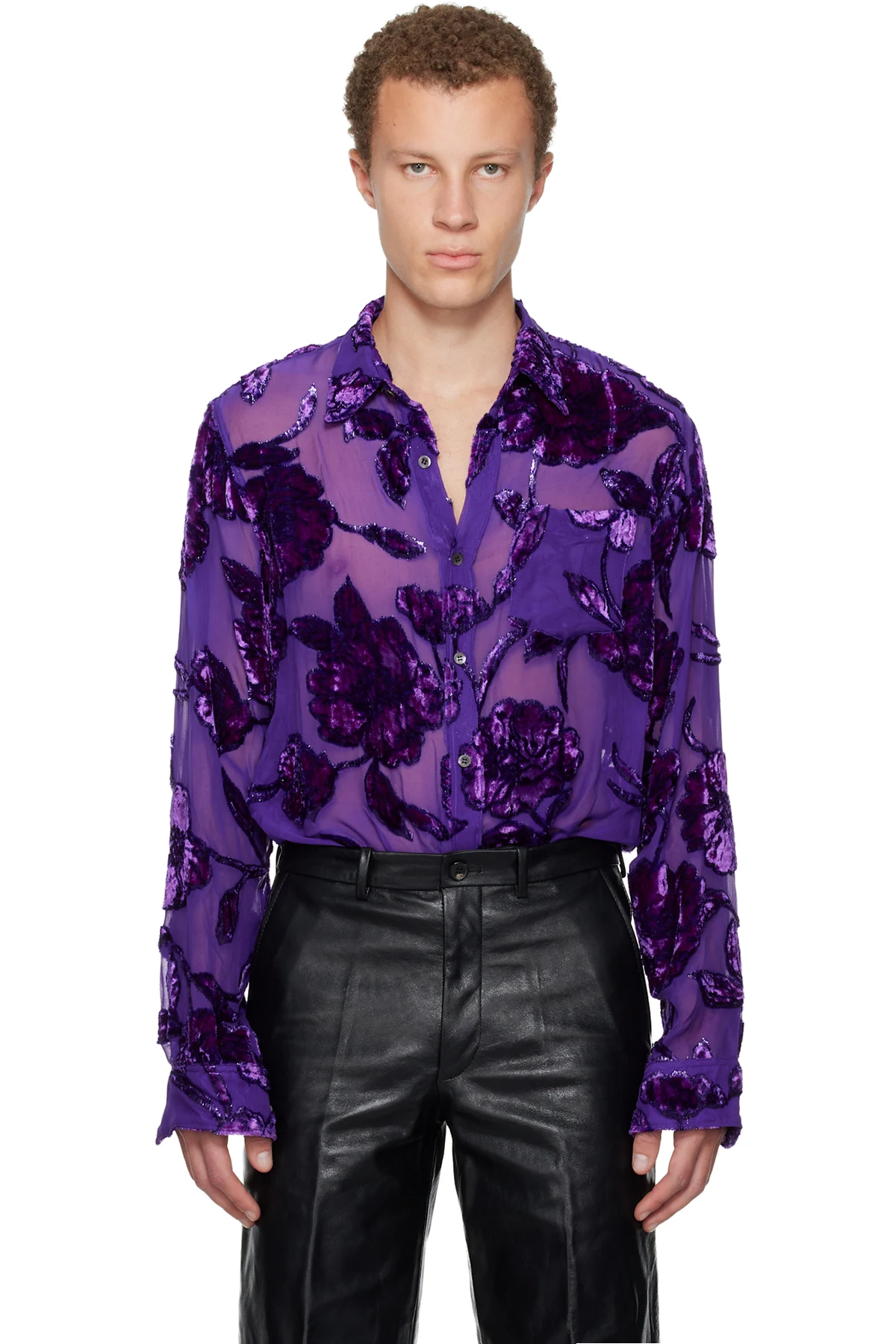 Purple Fitted Sheer Shirt