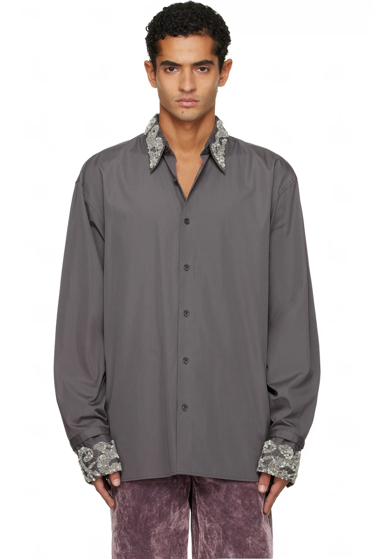 Gray Embellished Shirt