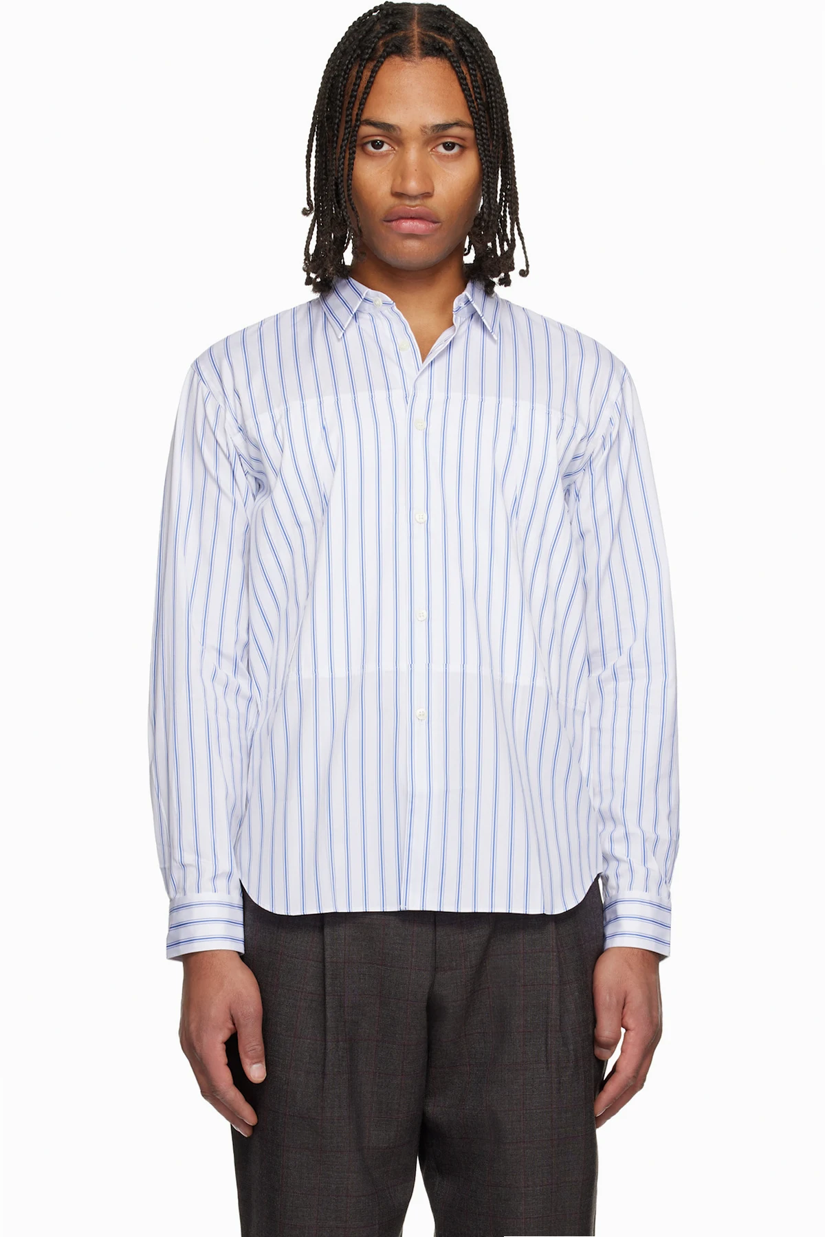 Navy & White Striped Shirt