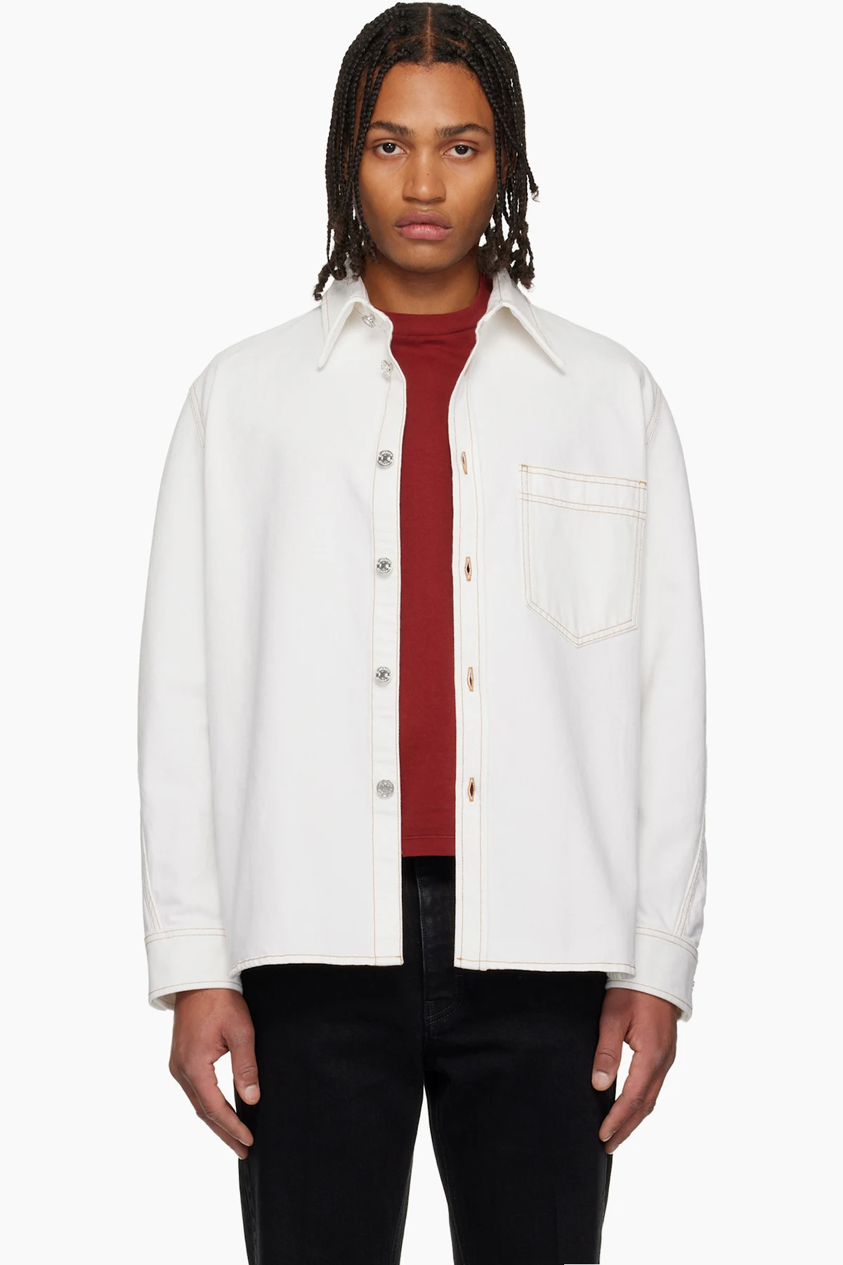 White Couture Seam Overshirt