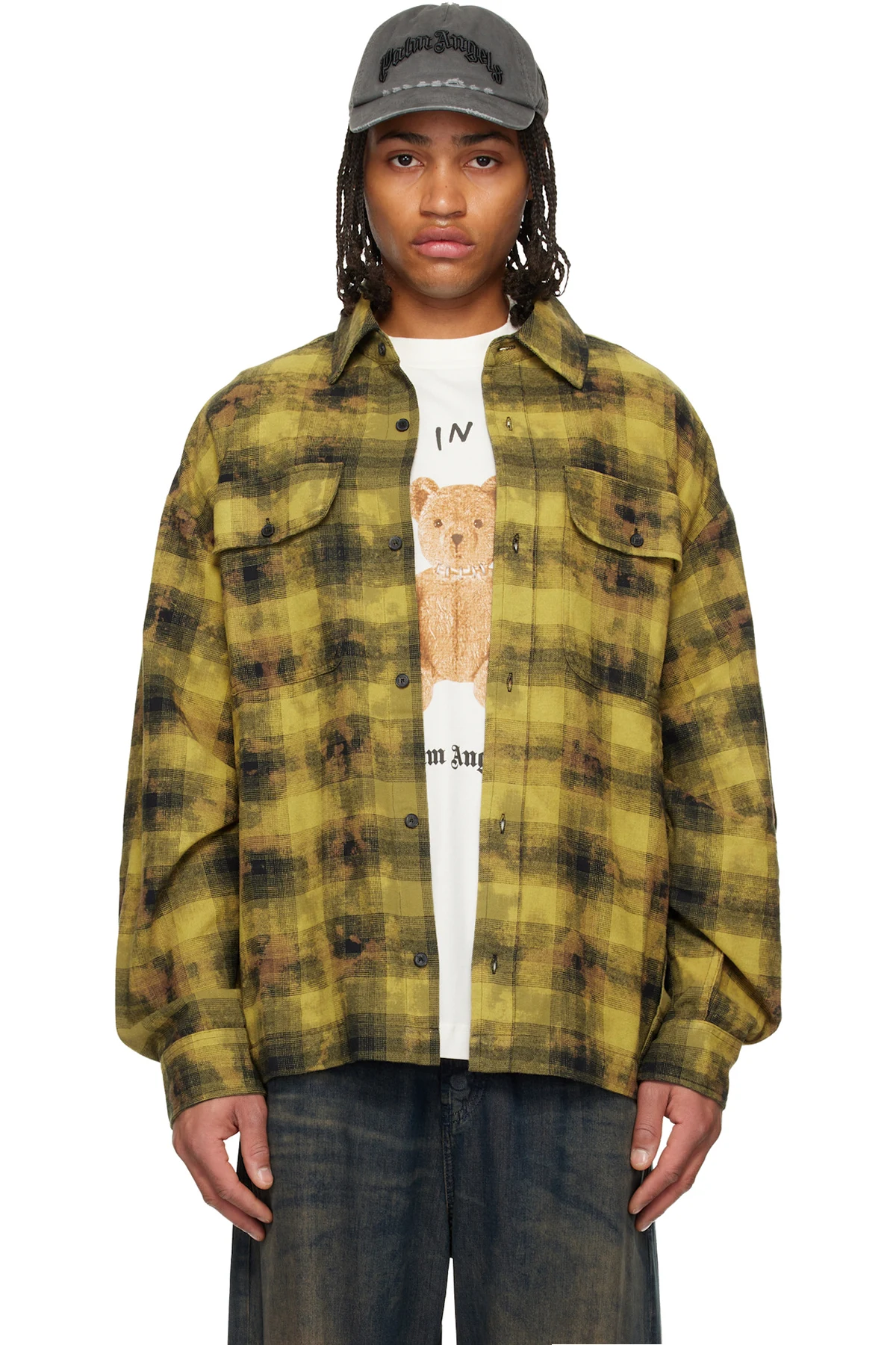 Yellow & Black Curved Logo Check Shirt