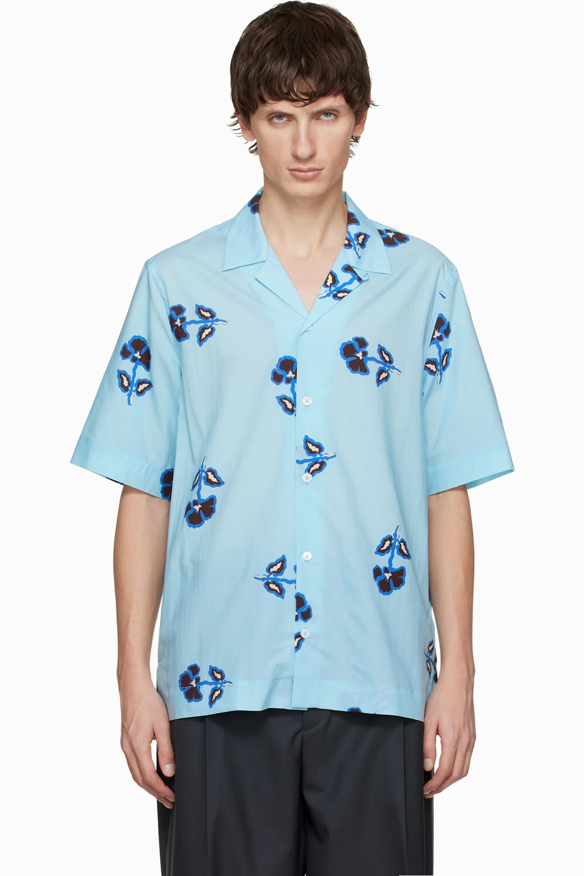 Blue 'Tri Flower' Short-Sleeve Shirt
