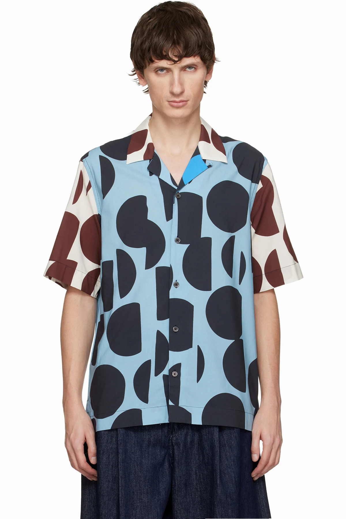 Blue 'Cut-Up Dots' Print Short-Sleeve Shirt