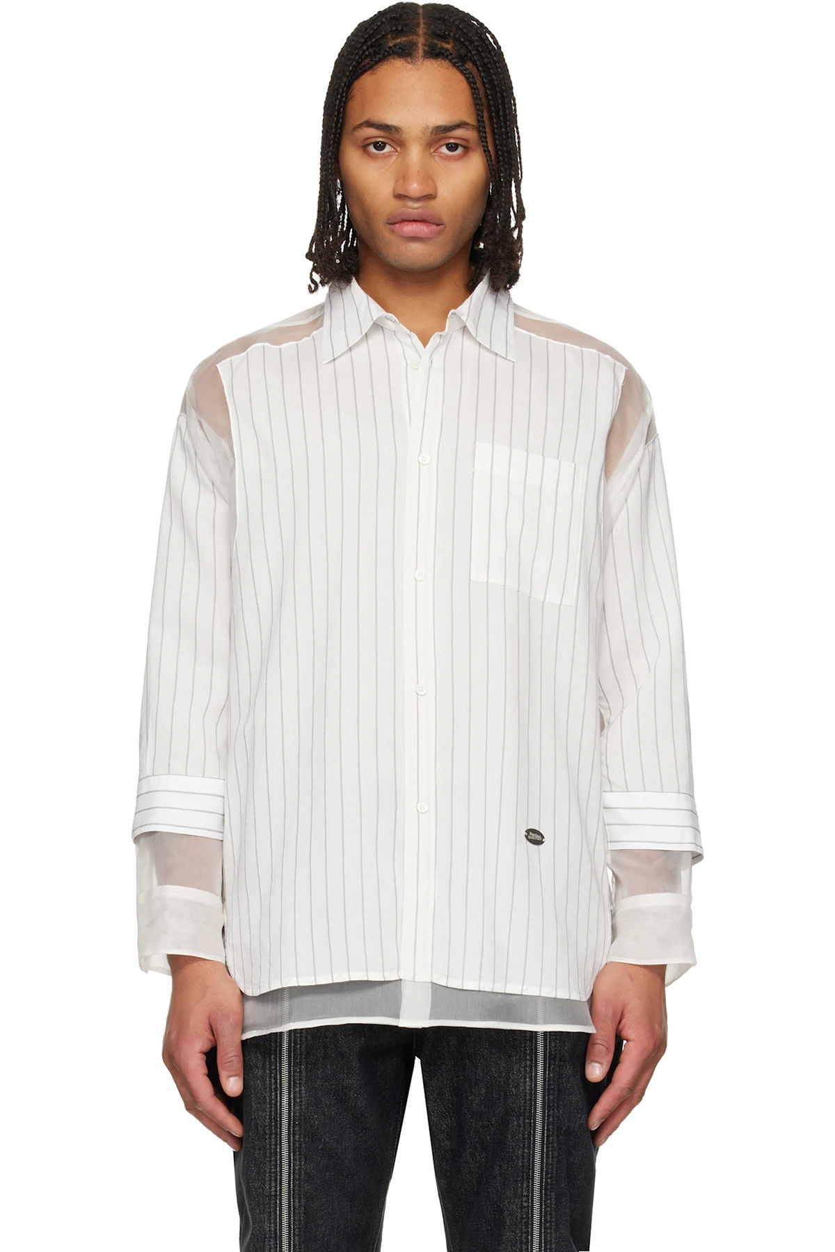 White 'The Petit-Grand Pinstriped' Shirt