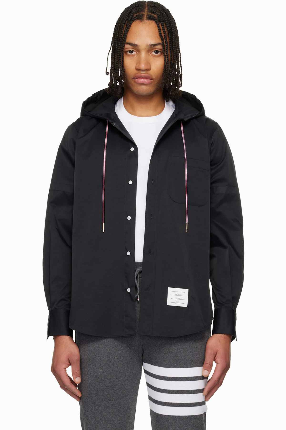 Black Hooded Nylon Armband Shirt