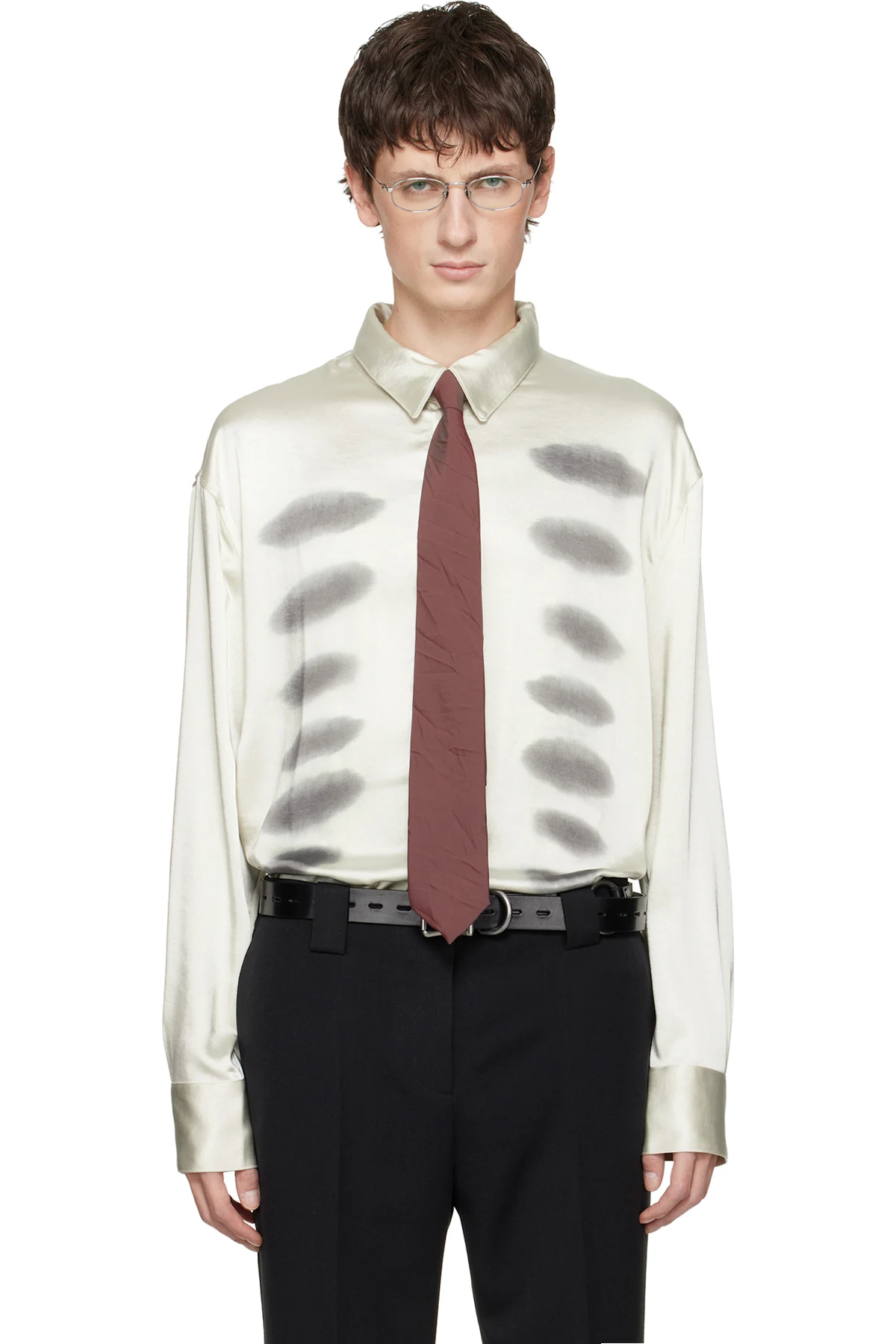 Off-White X-Ray Printed Satin Button-Up Shirt