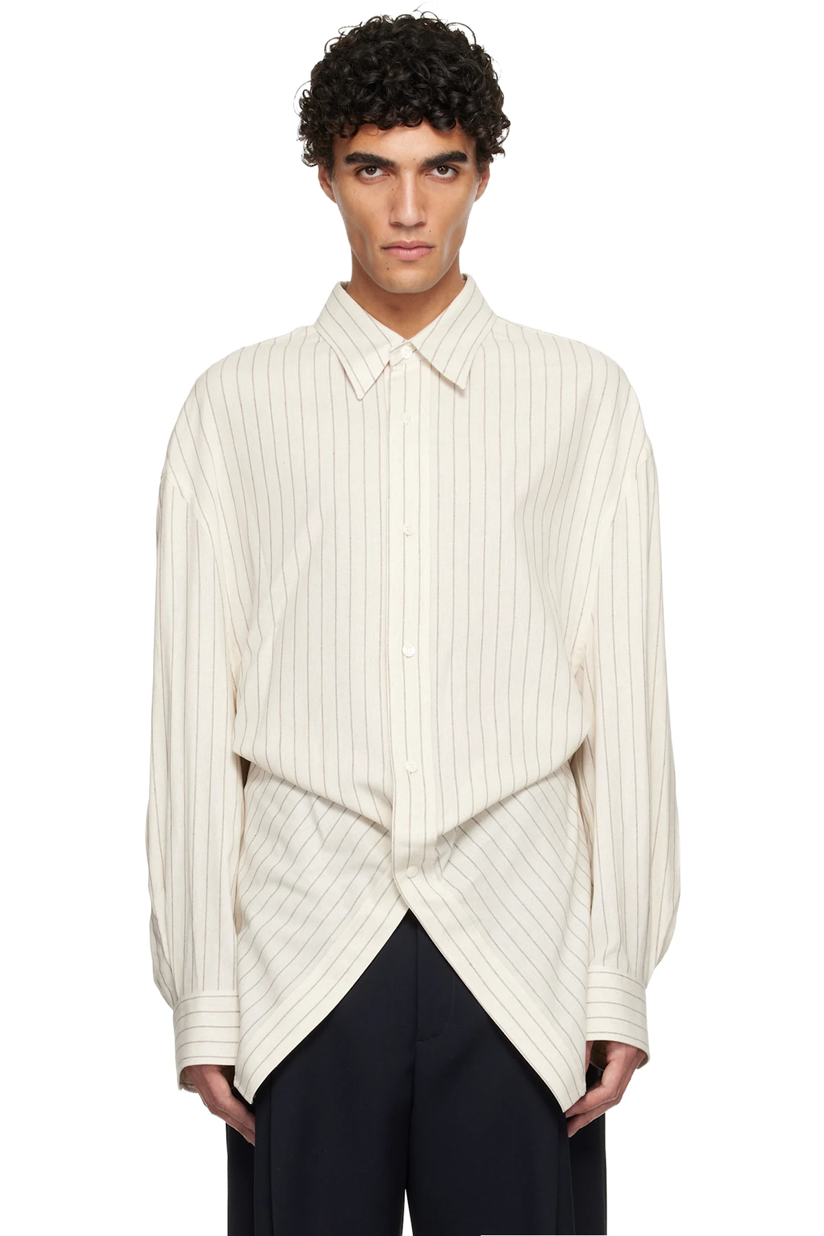 Beige Pin Stripe Shirt