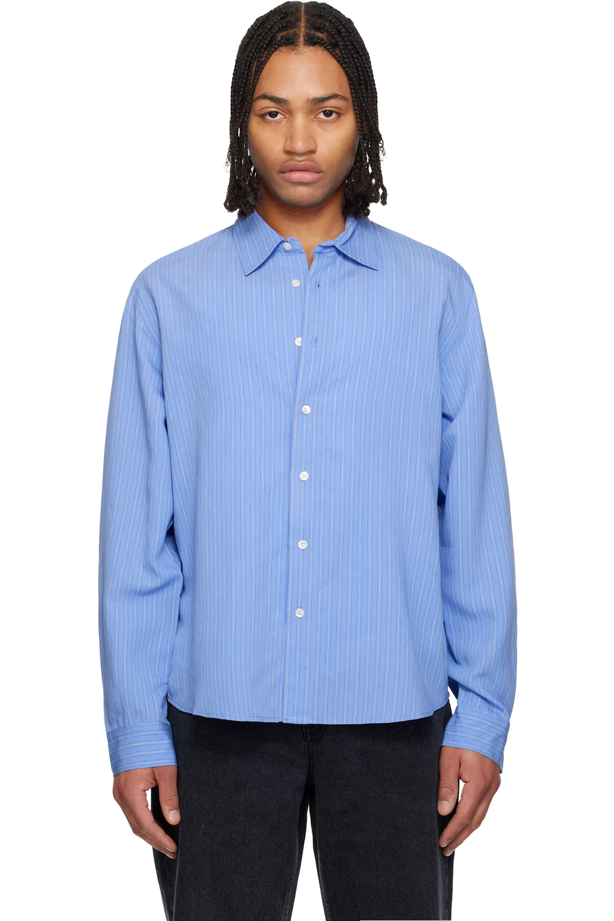 Blue Relaxed Button-Up Shirt