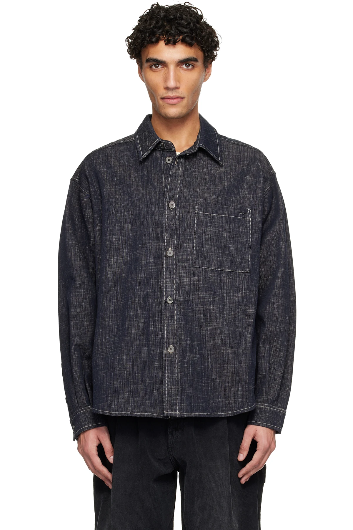 Navy Denim-Like Shirt