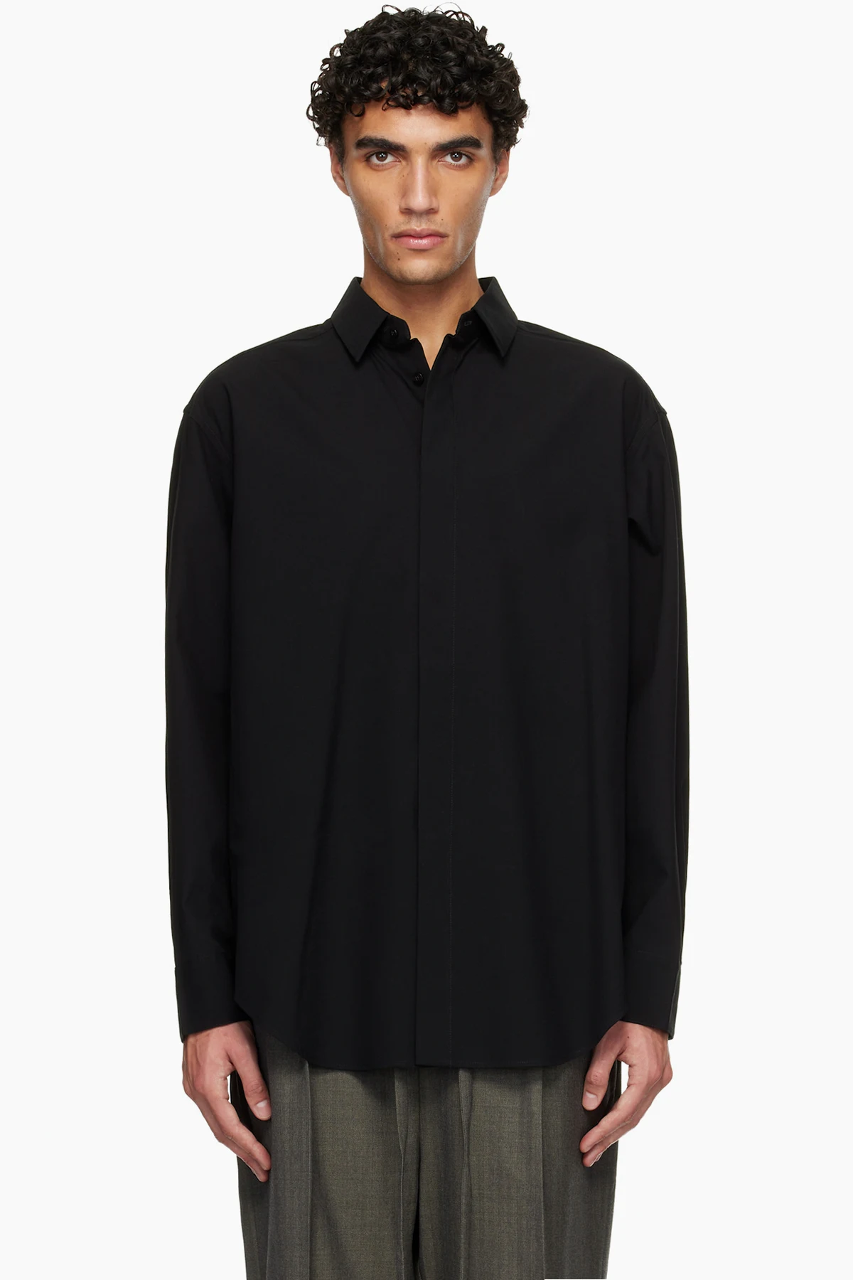Black Cotton Wool Oxford Classic Shirt