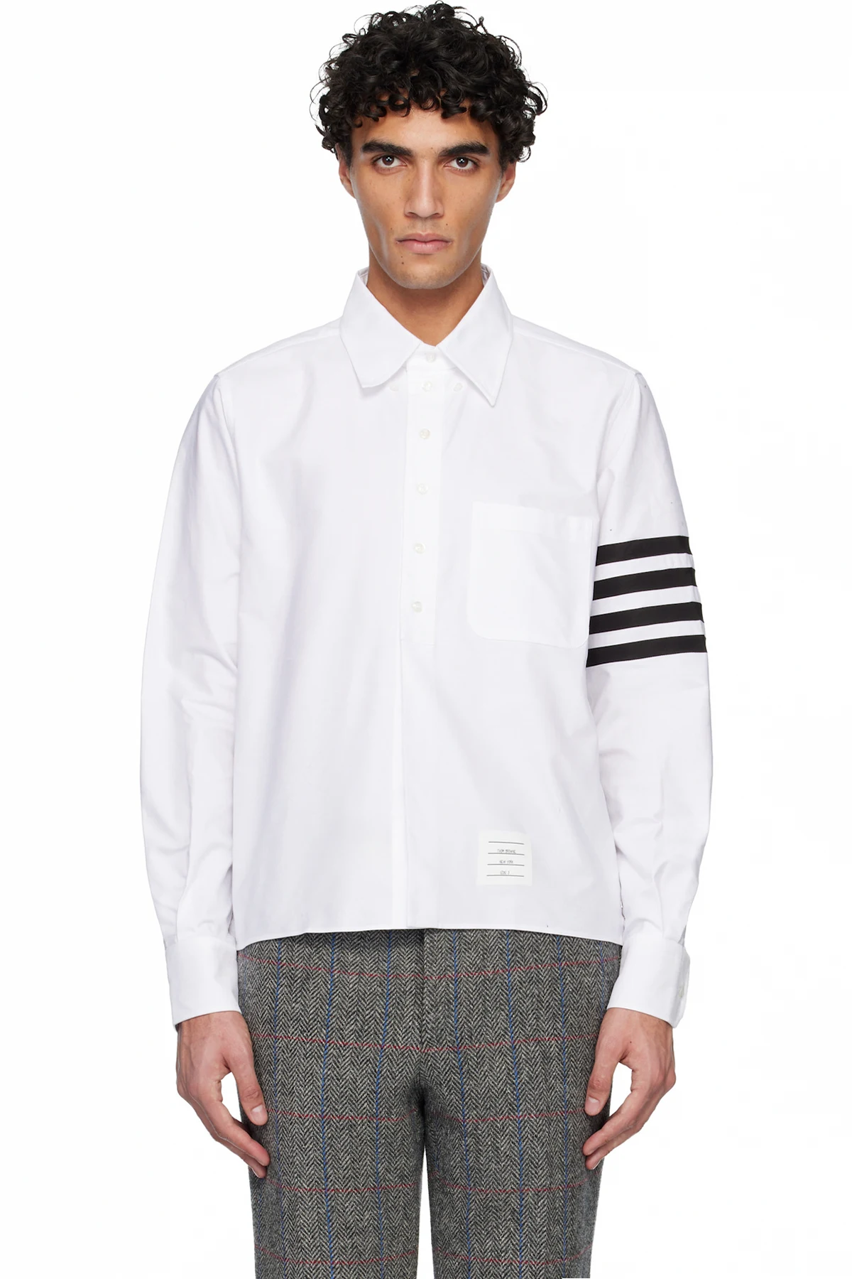 White 4-Bar Oxford Shirt