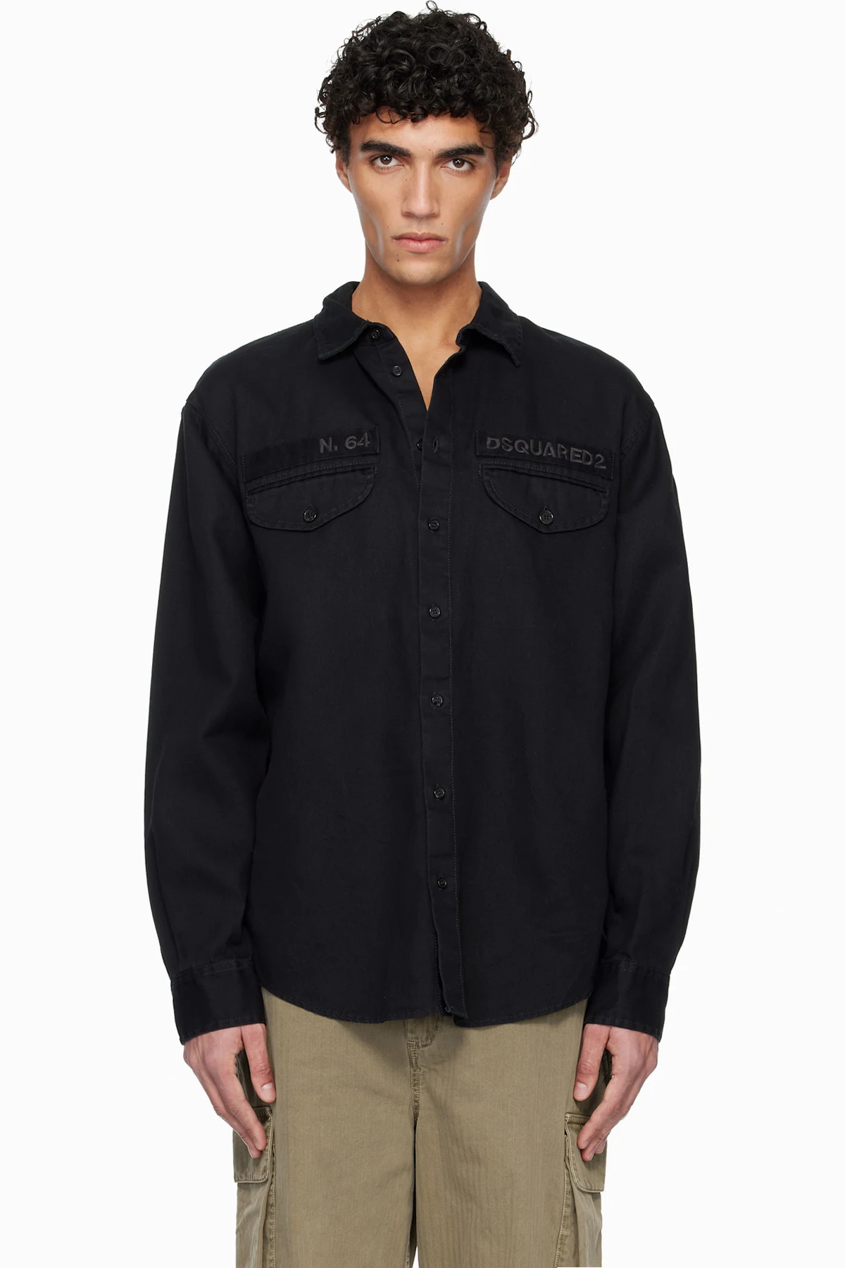 Black Denim Military Shirt