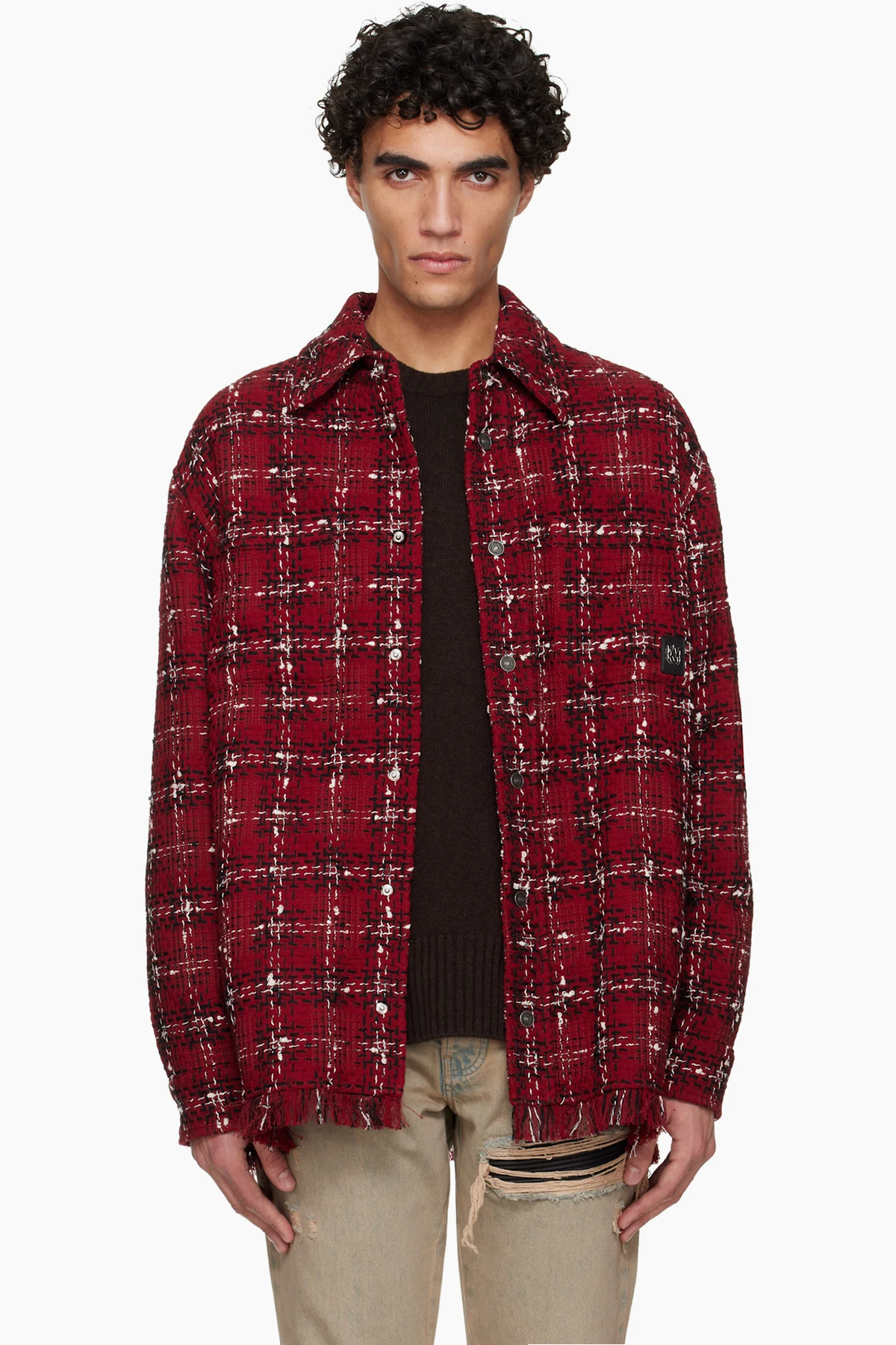 Red Tweed Flannel Overshirt