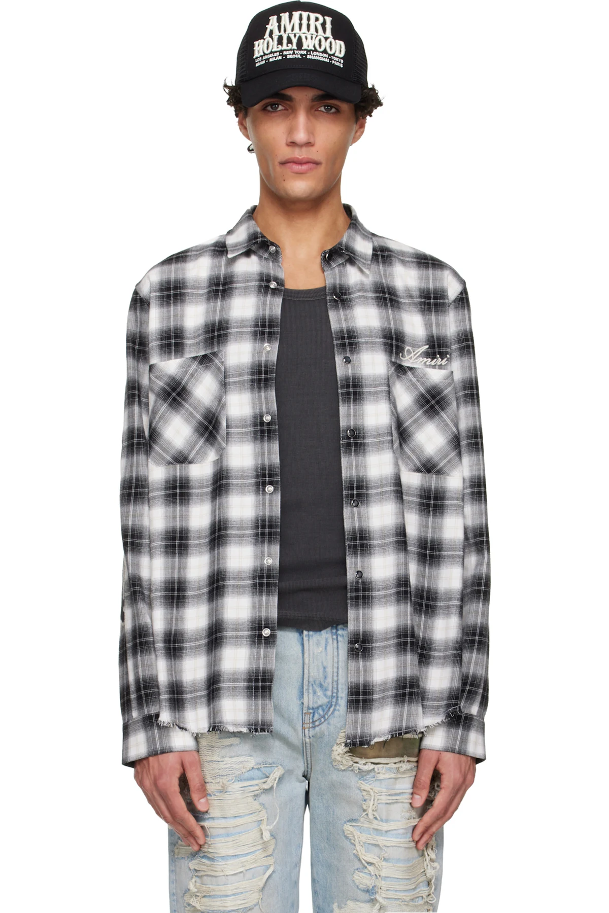 Black & White Bones Flannel Overshirt