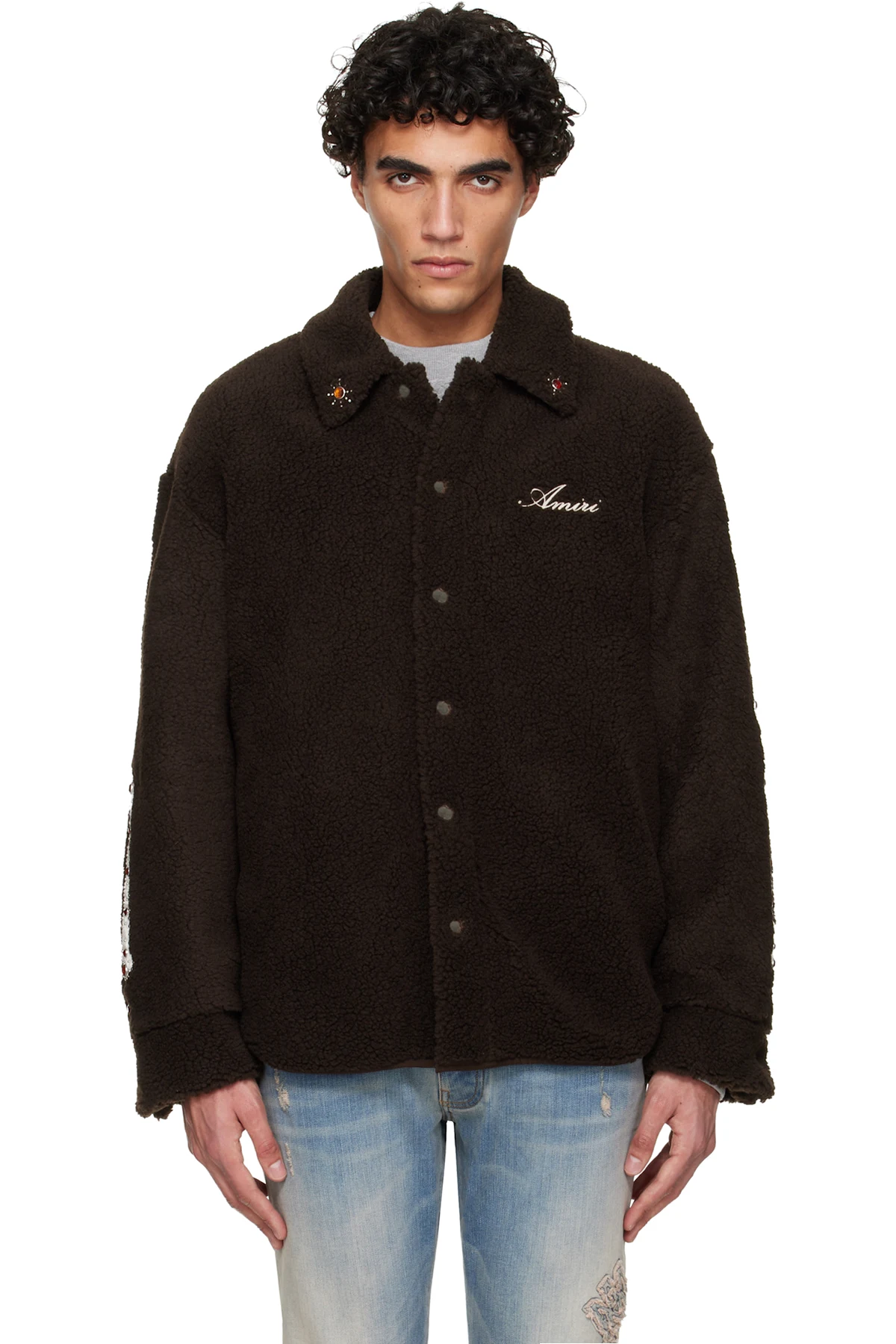 Brown Bones Studded Overshirt