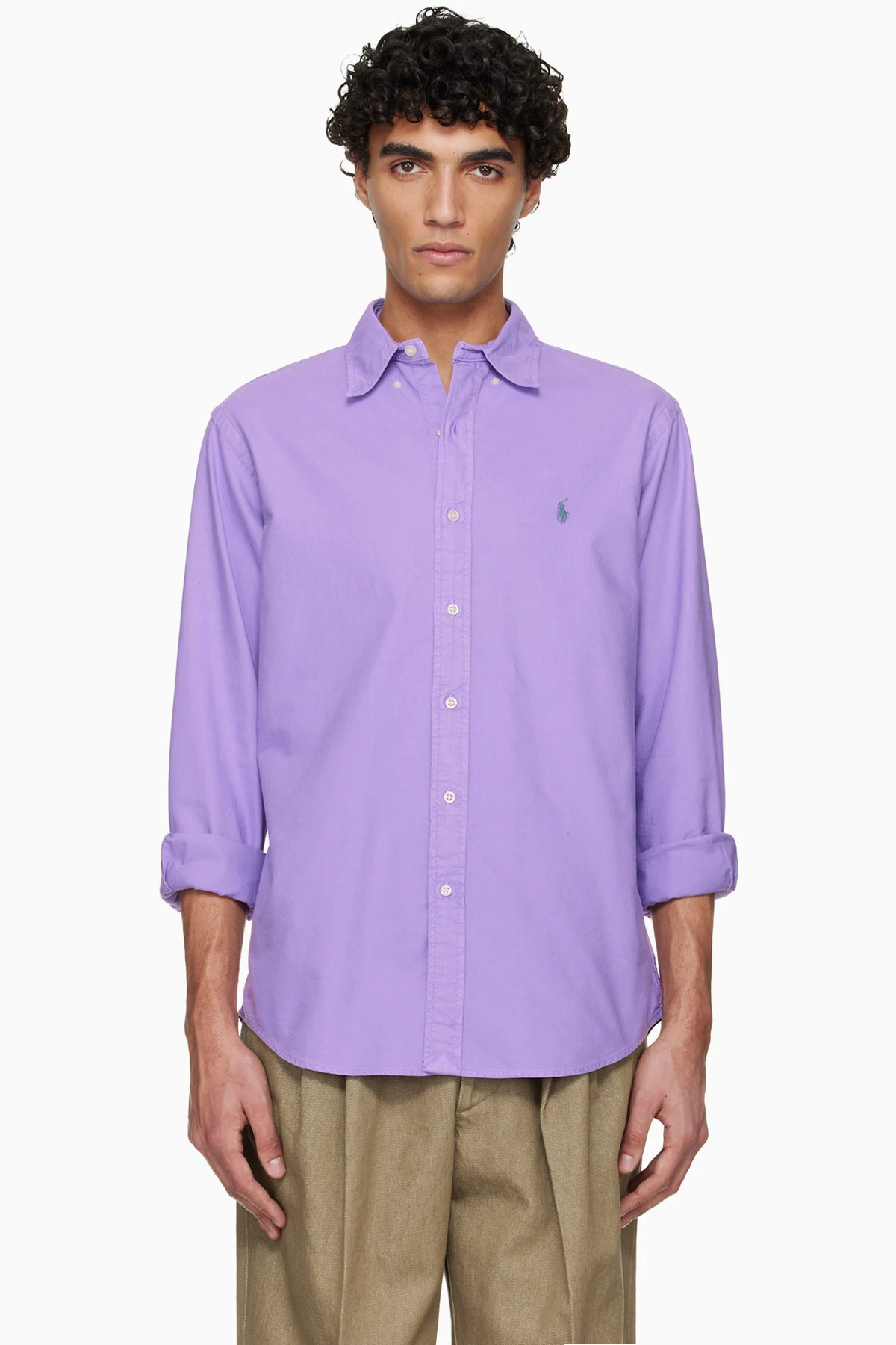 Purple Garment-Dyed Oxford Shirt