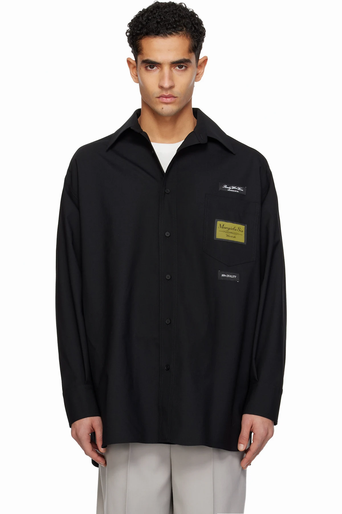 Black Tailored Wool-Blend Shirt