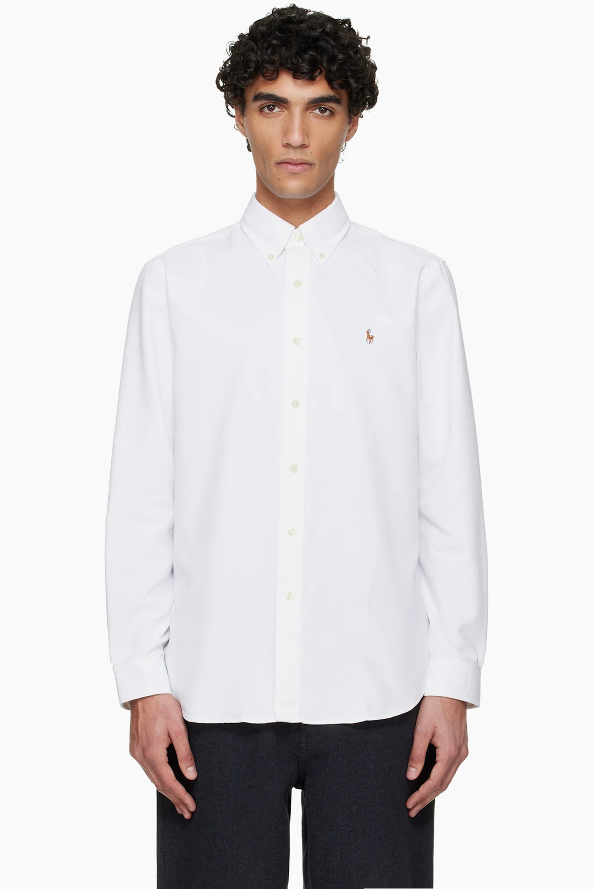 White Long Sleeve Oxford Sport Shirt