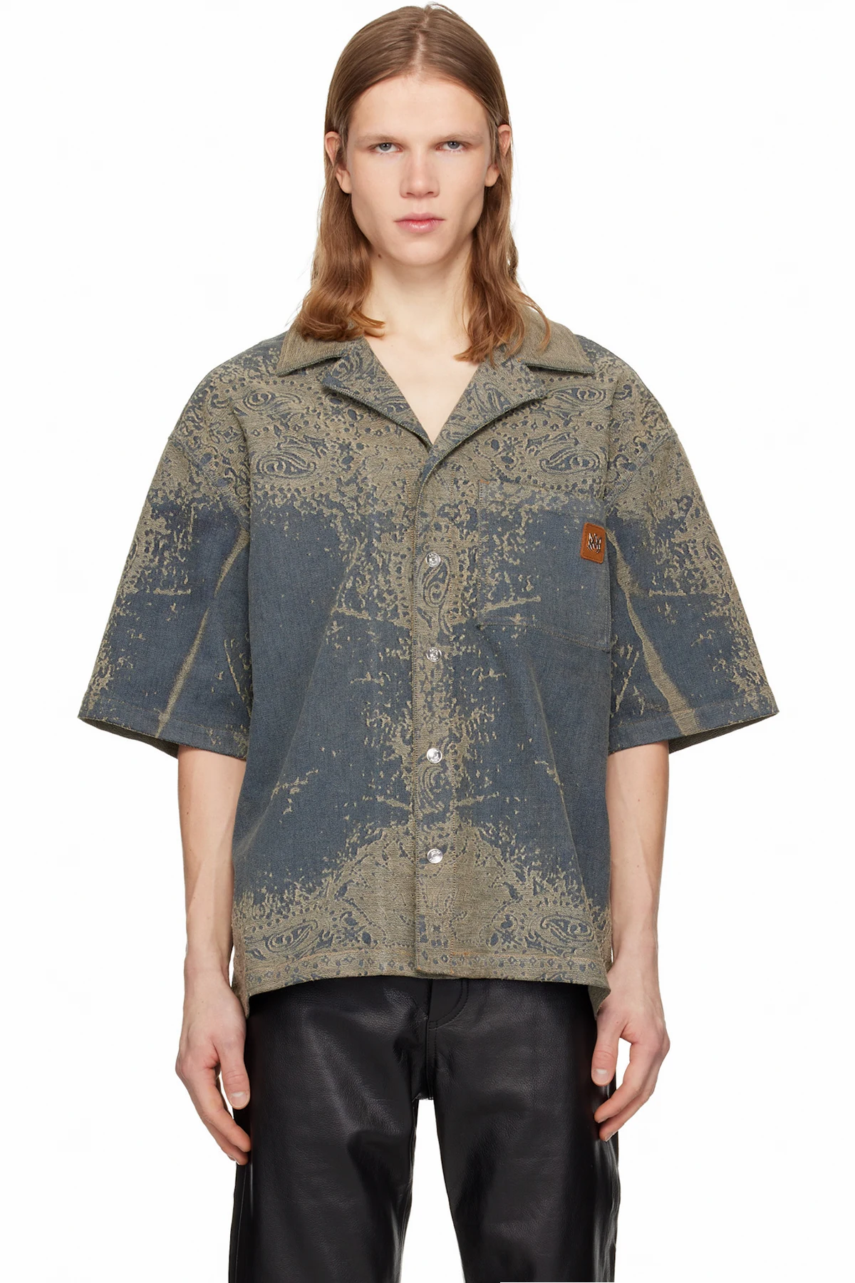 Blue Faded Bandana Denim Shirt