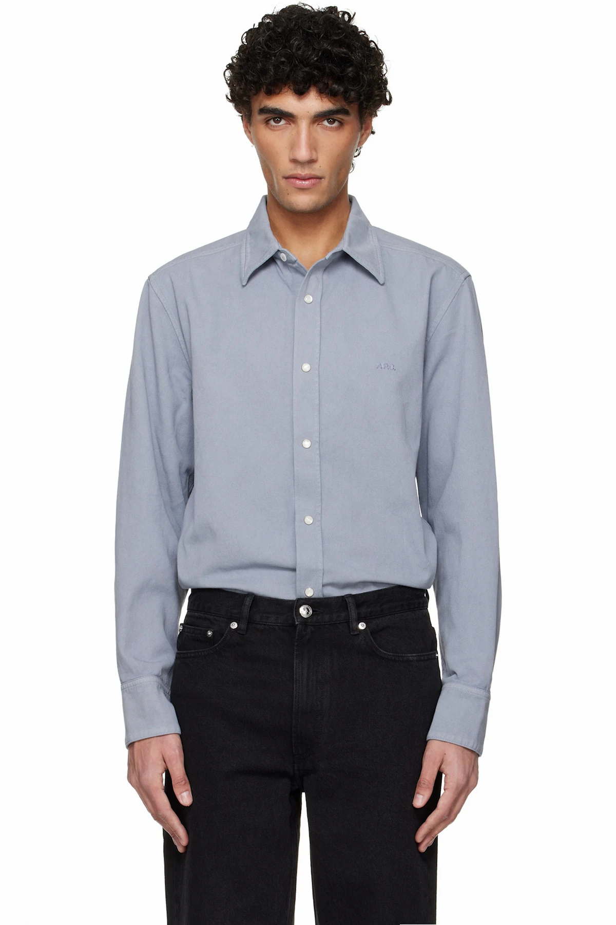 Blue Embroidered Overshirt