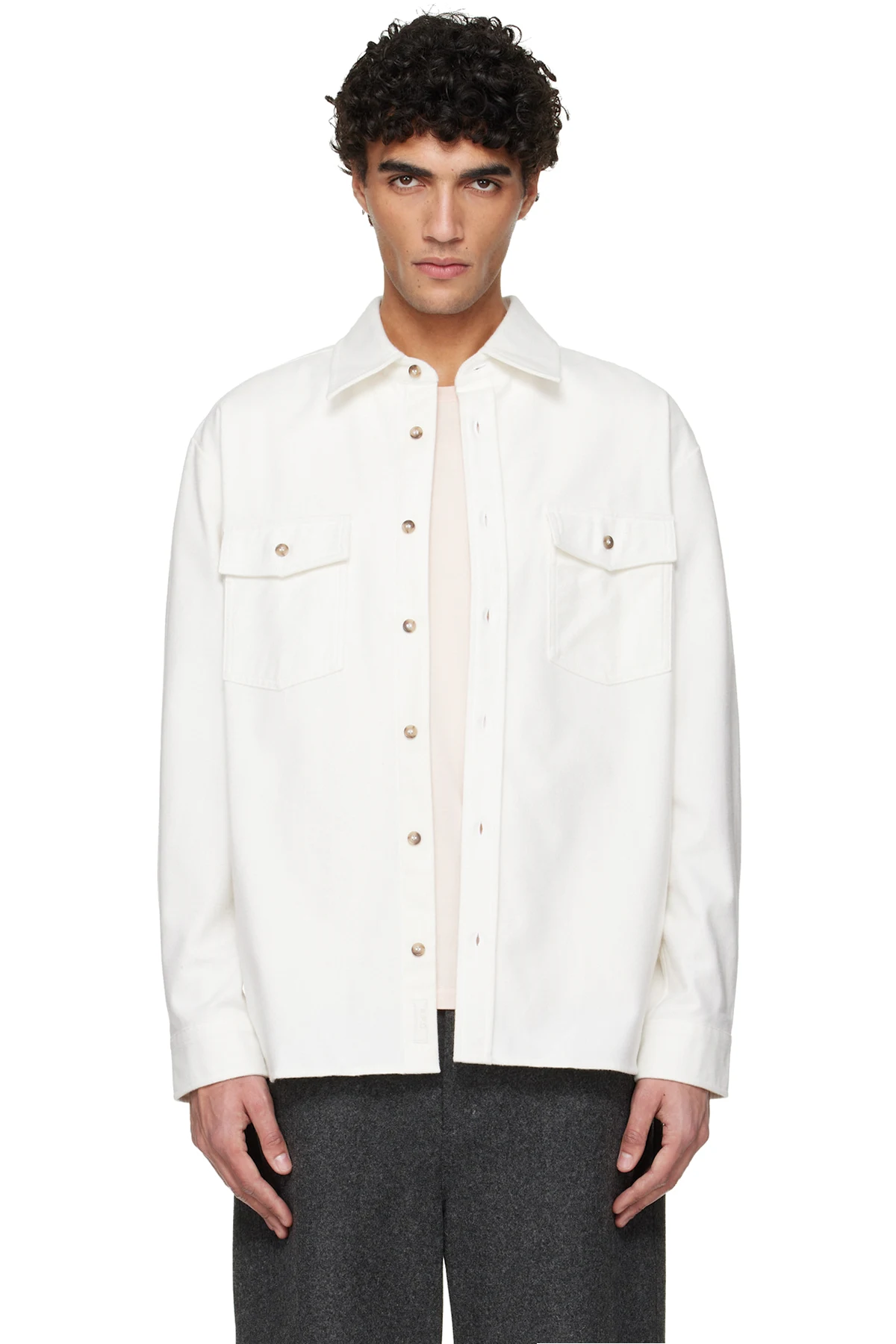 Off-White Solid-Color Cotton Overshirt