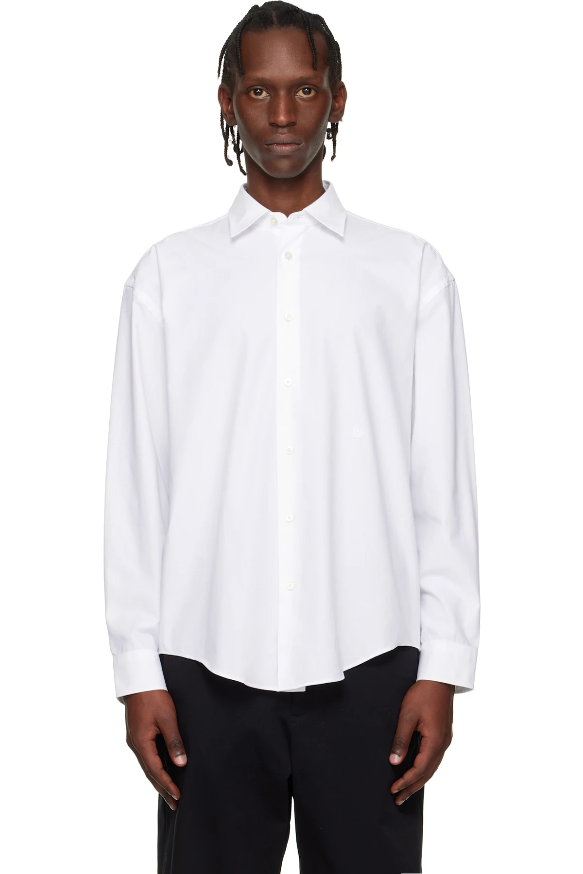 White Embroidered-Logo Shirt