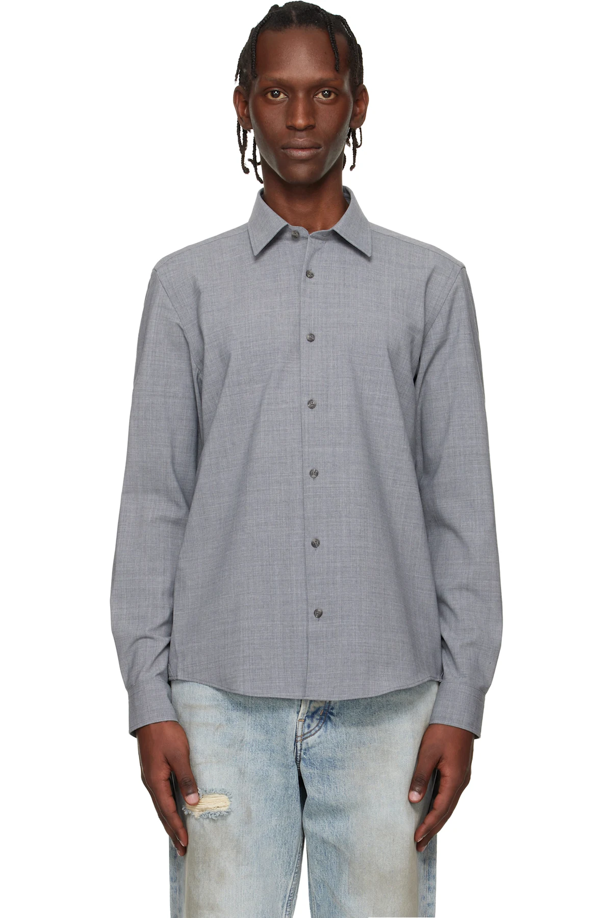 Gray Virgin Wool Shirt