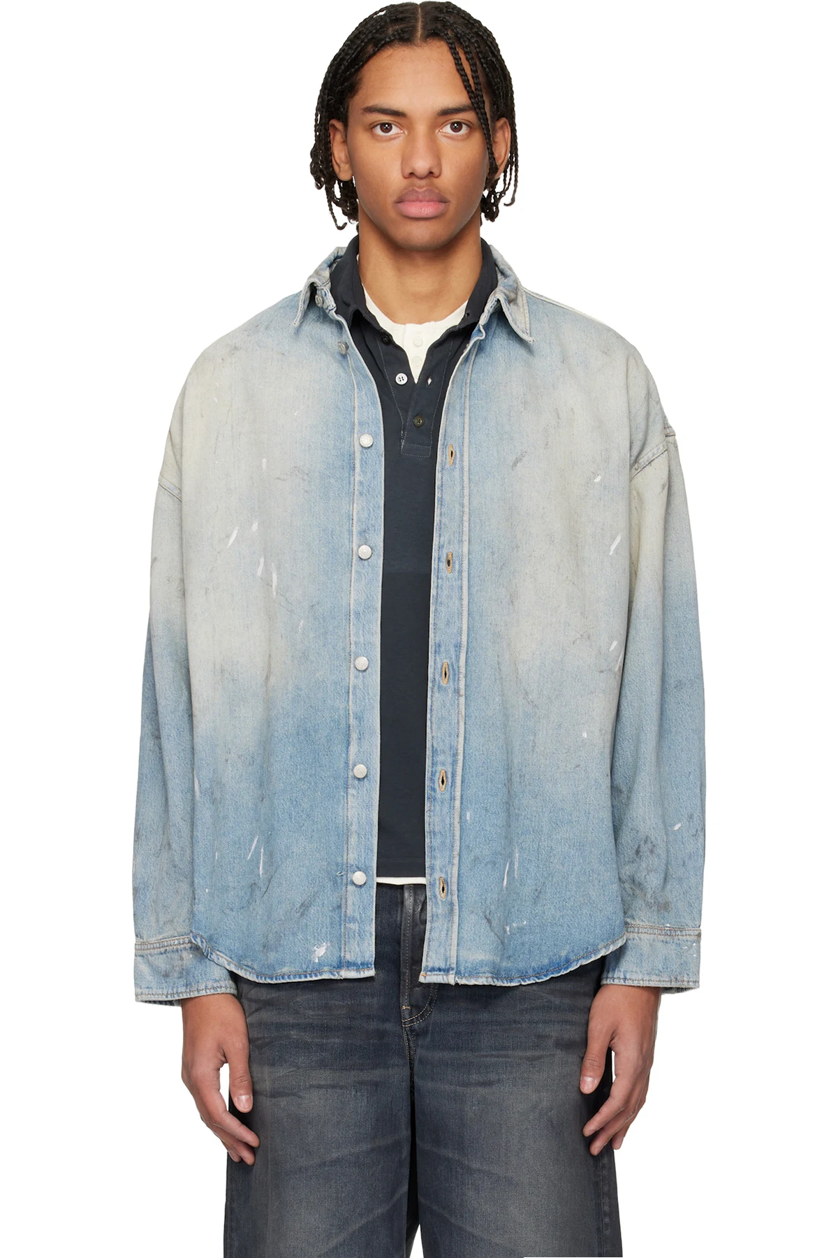 Blue Faded Denim Shirt