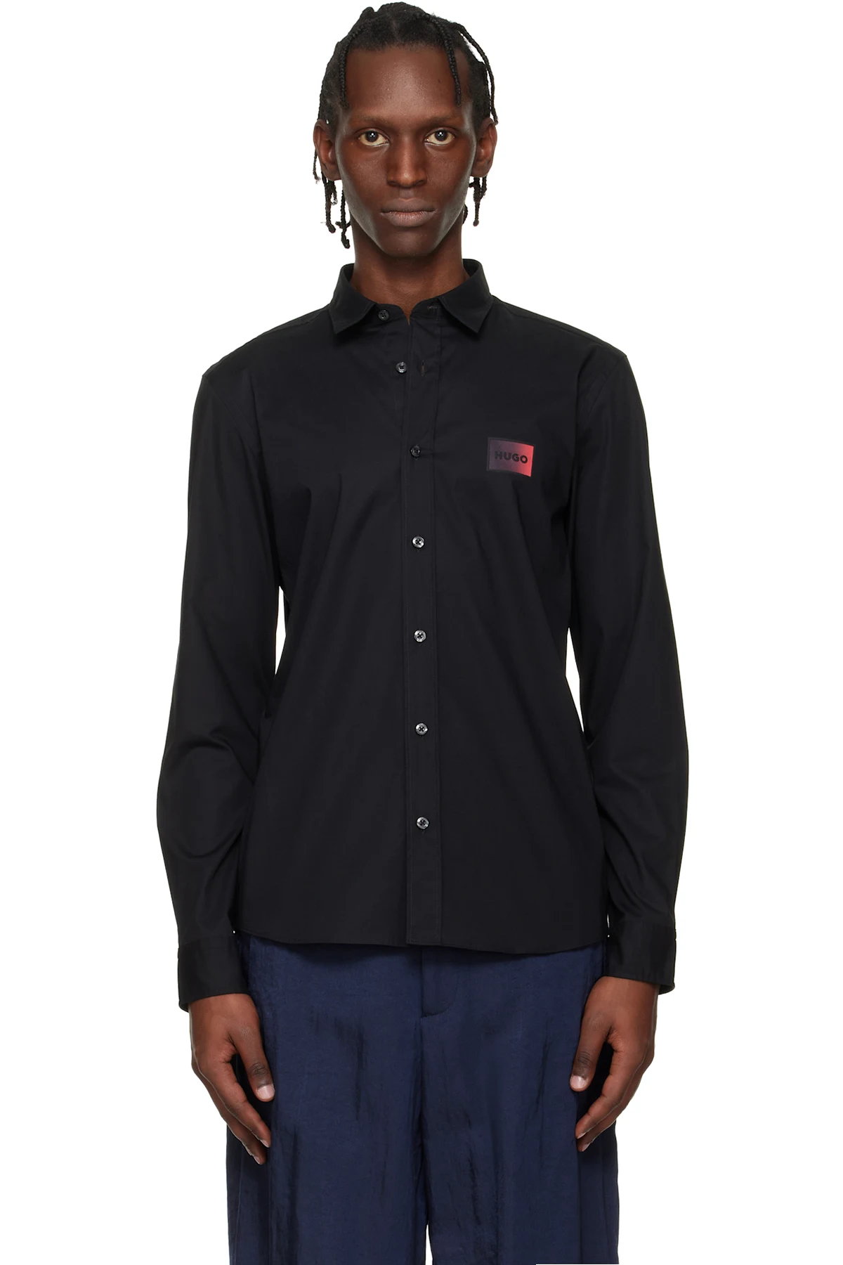 Black Relaxed-Fit Stretch-Cotton Canvas Shirt